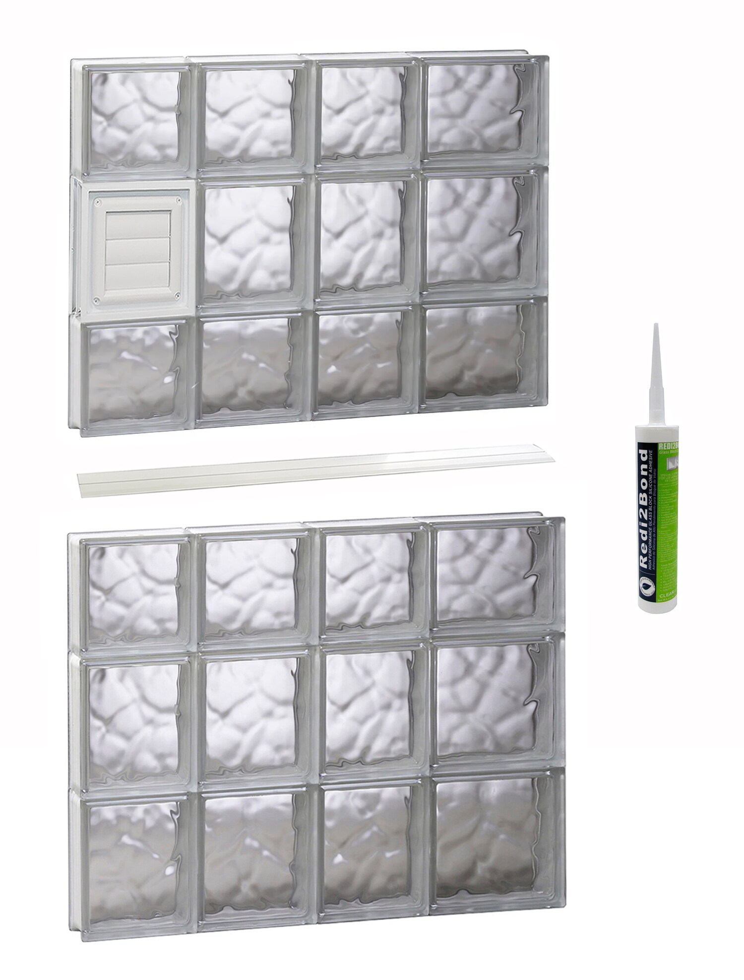 REDI2SET D2642DC Wavy Glass 25-in x 40-1/2-in Frameless Replacement Dryer vent Glass Block Window