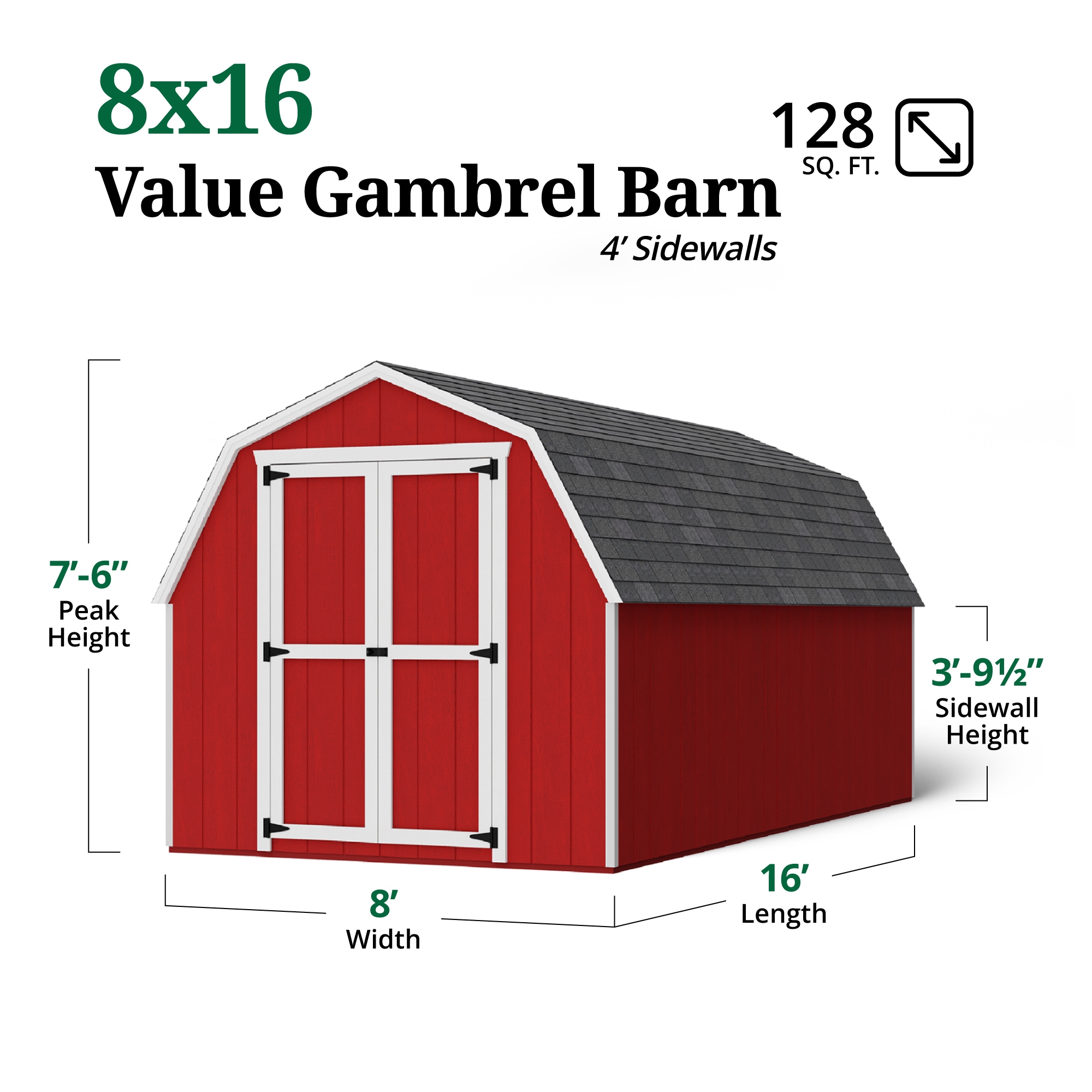Little Cottage Co 8X16 VGB-4-PC-FK Wood-Storage-Buildings - View #3