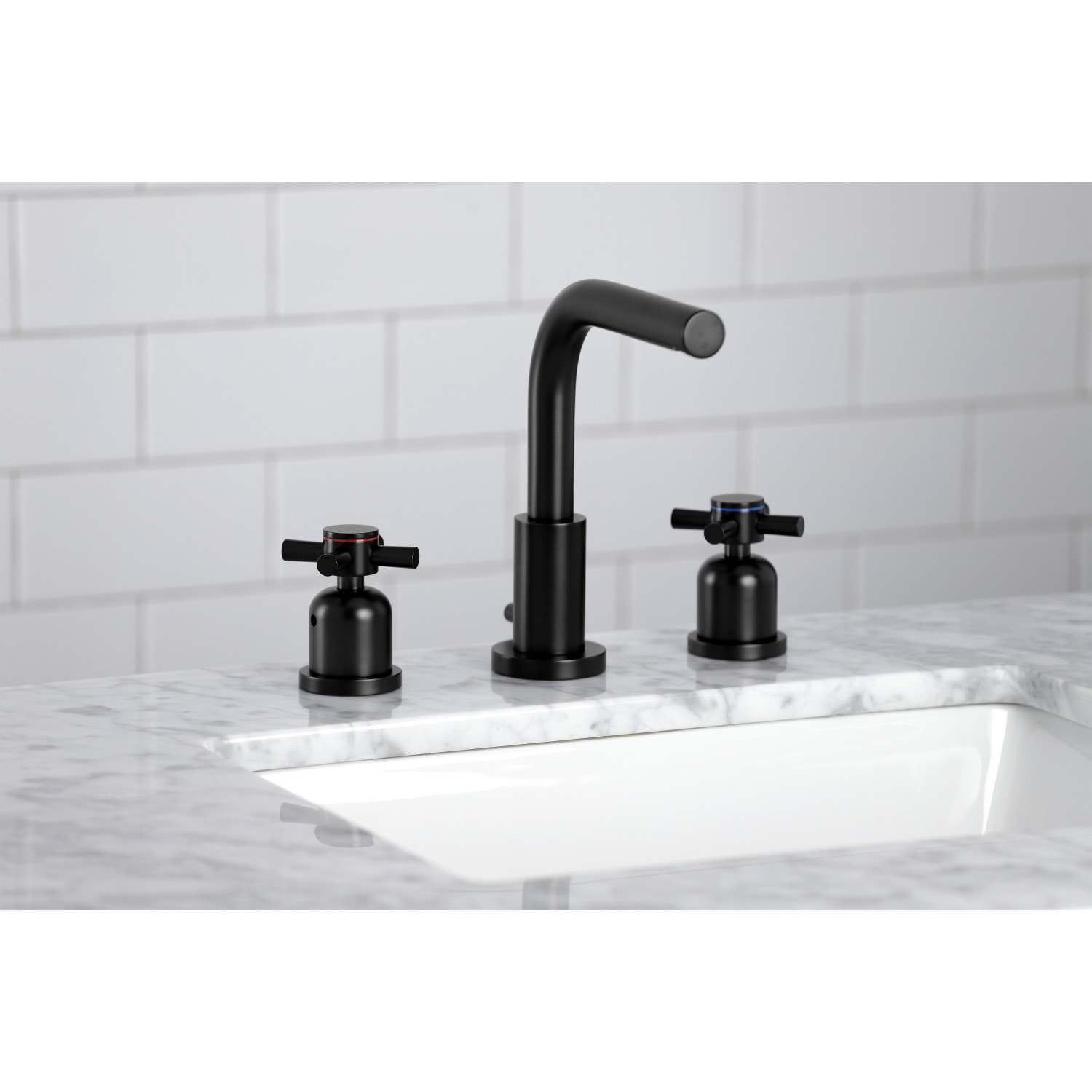 Kingston Brass Concord Matte Black Widespread 2-Handle Bathroom Sink ...