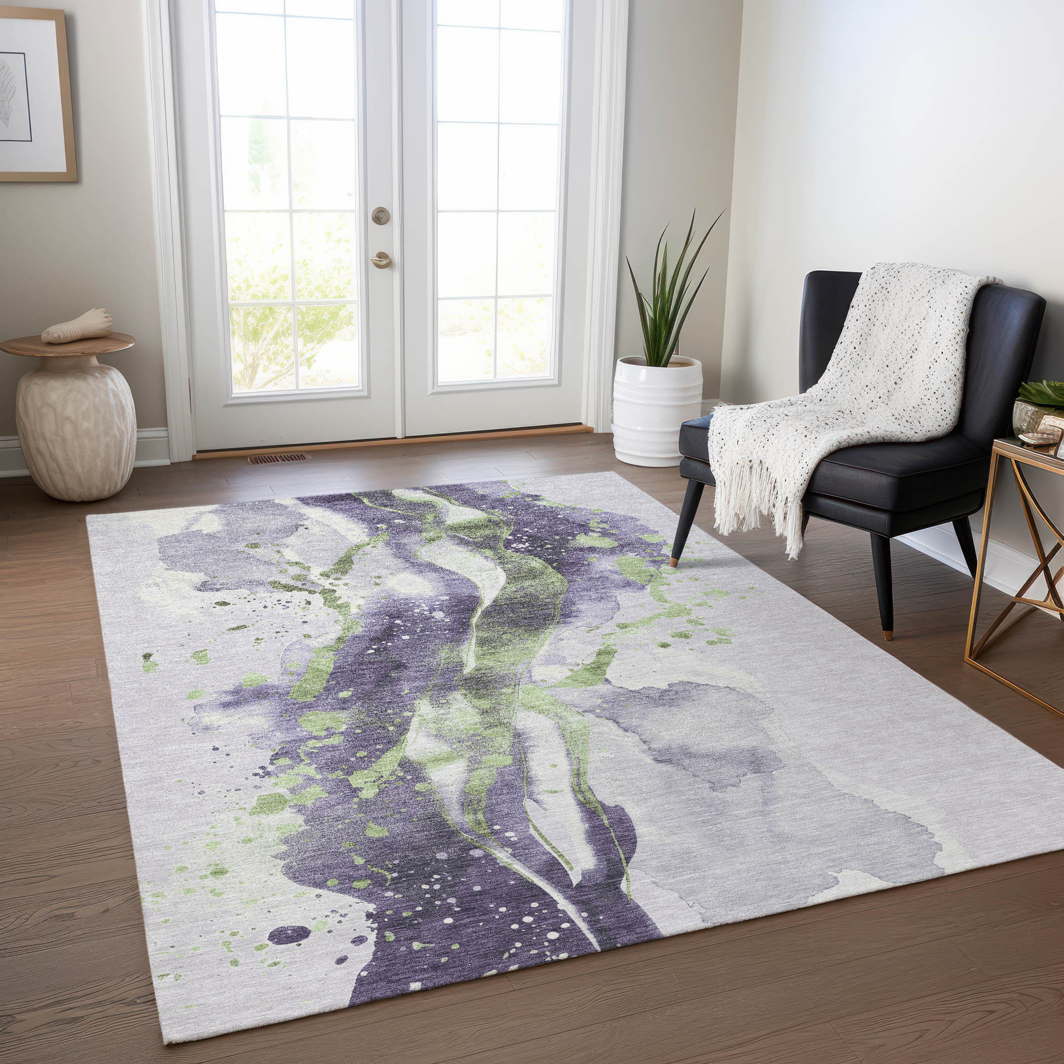 Addison Rugs ACN1526PP8X10 Chantille ACN1526PP 8 x 10 (ft) Polyester Purple Rectangular Indoor/Outdoor Geometric Machine washable Area rug