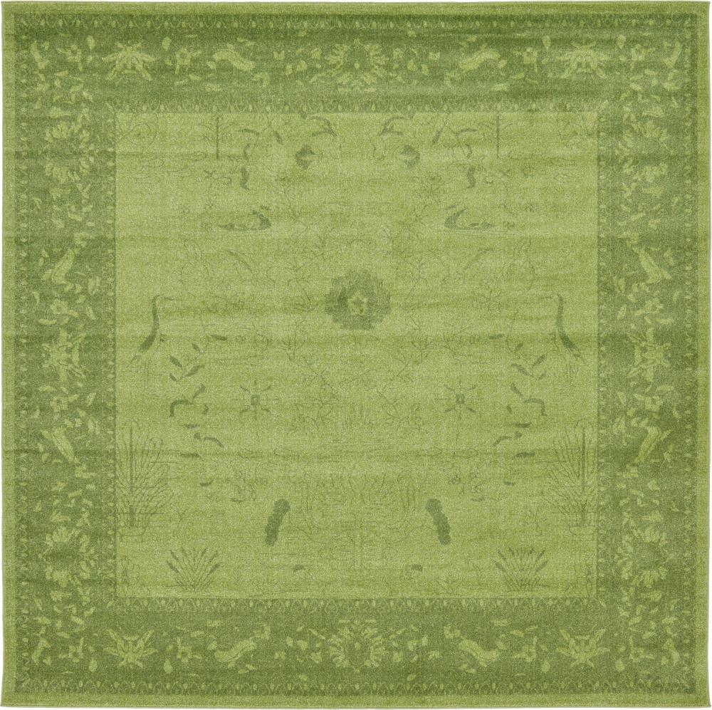 Unique Loom 3121829 Floral La Jolla 10 x 10 (ft) Loomed Polypropylene Green/Dark Green Square Indoor Floral/Botanical Area rug