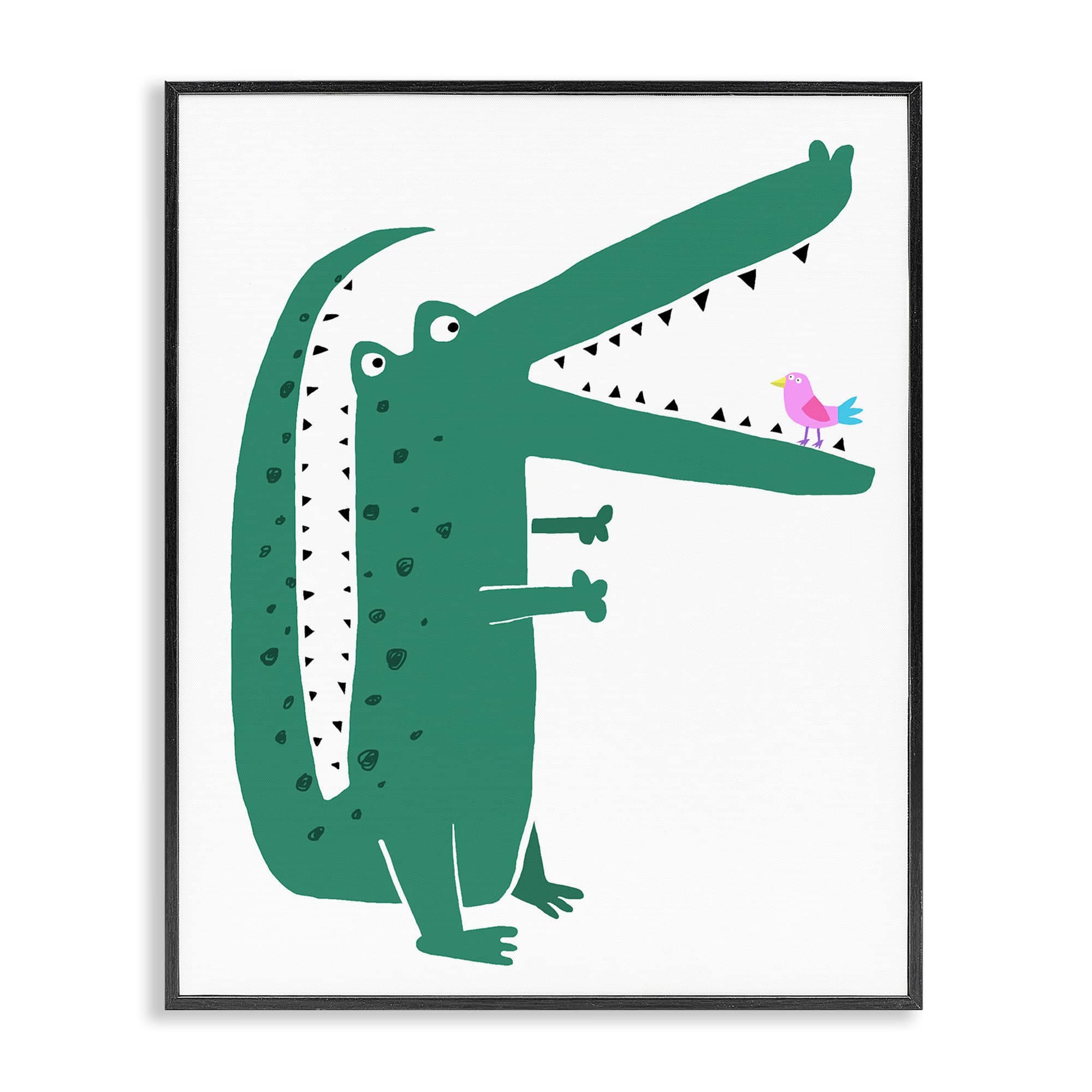 Stupell Industries BT-238-FR-11X14 Alligator and Bird Friends Black Framed Giclee Art By Carla Daly 11 x 14