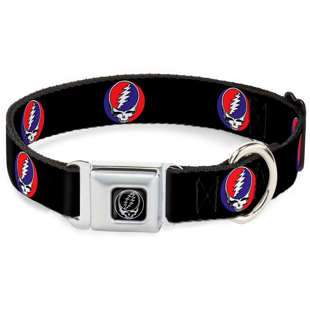 Buckle-Down DC-WGD017-WS Steal Your Face Repeat Black/Color Matte Silver Dog Collar, Medium