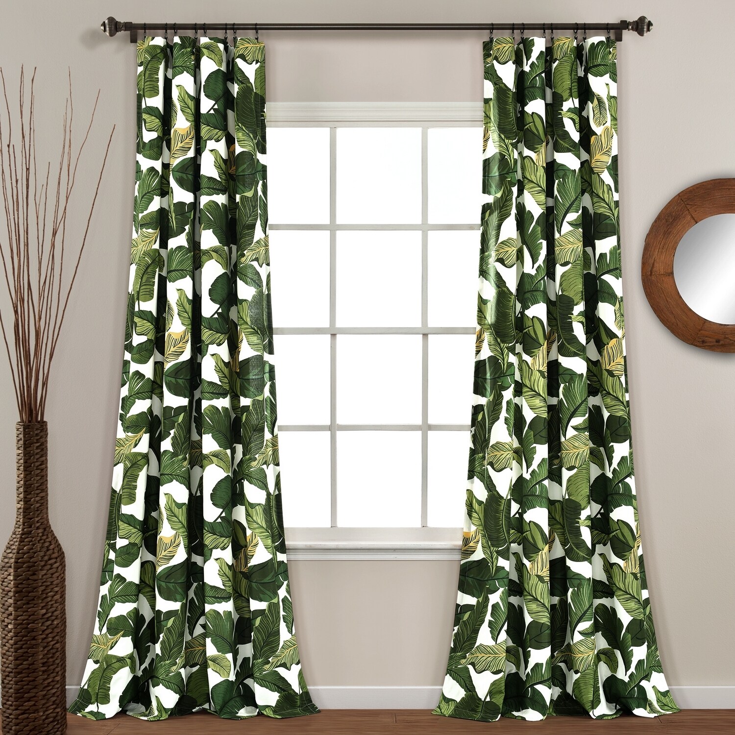 Lush Decor 16T006229 84-Inches Green Rod pocket Curtain panel pair