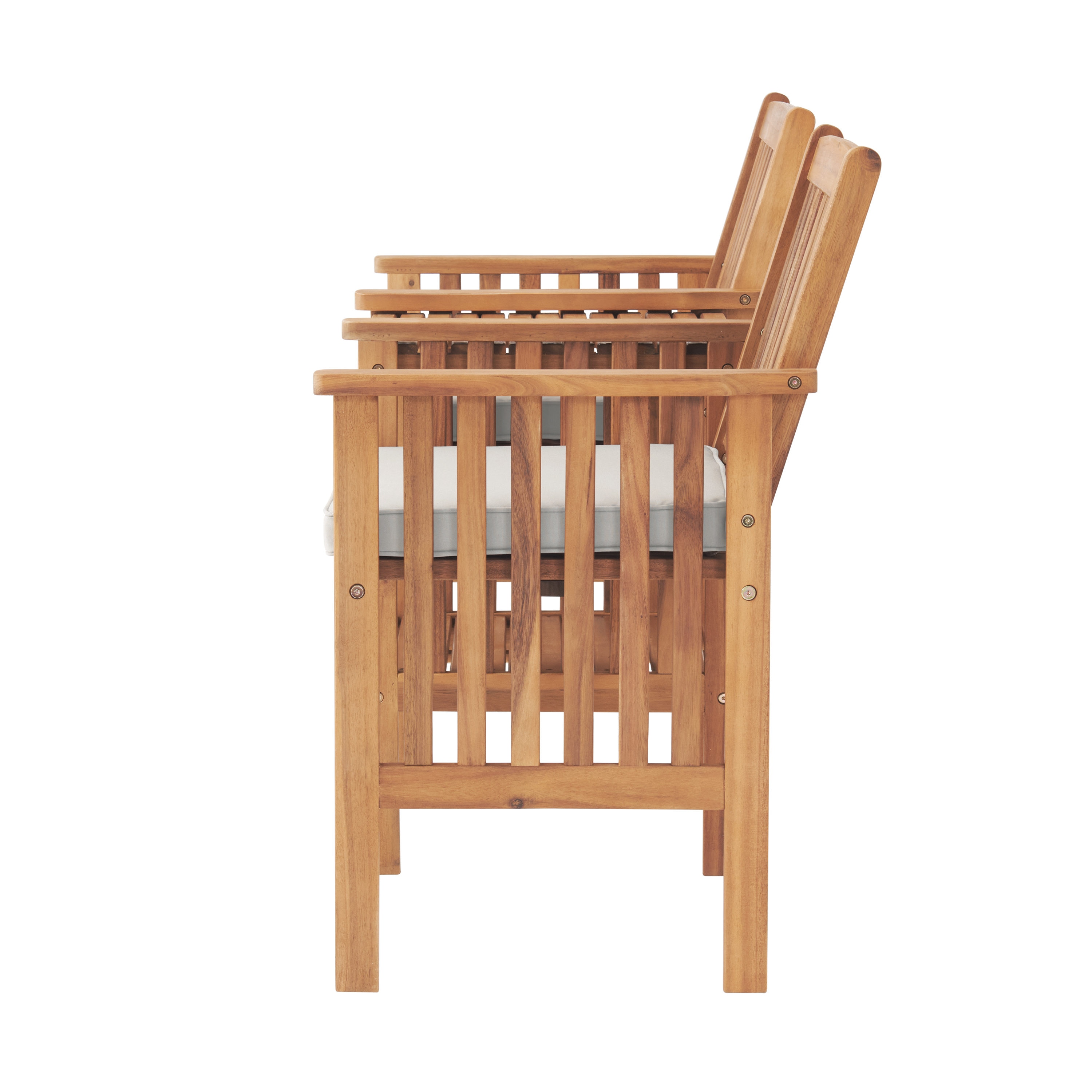 Natural Acacia Wood Outdoor Double Seat Bench with Table
