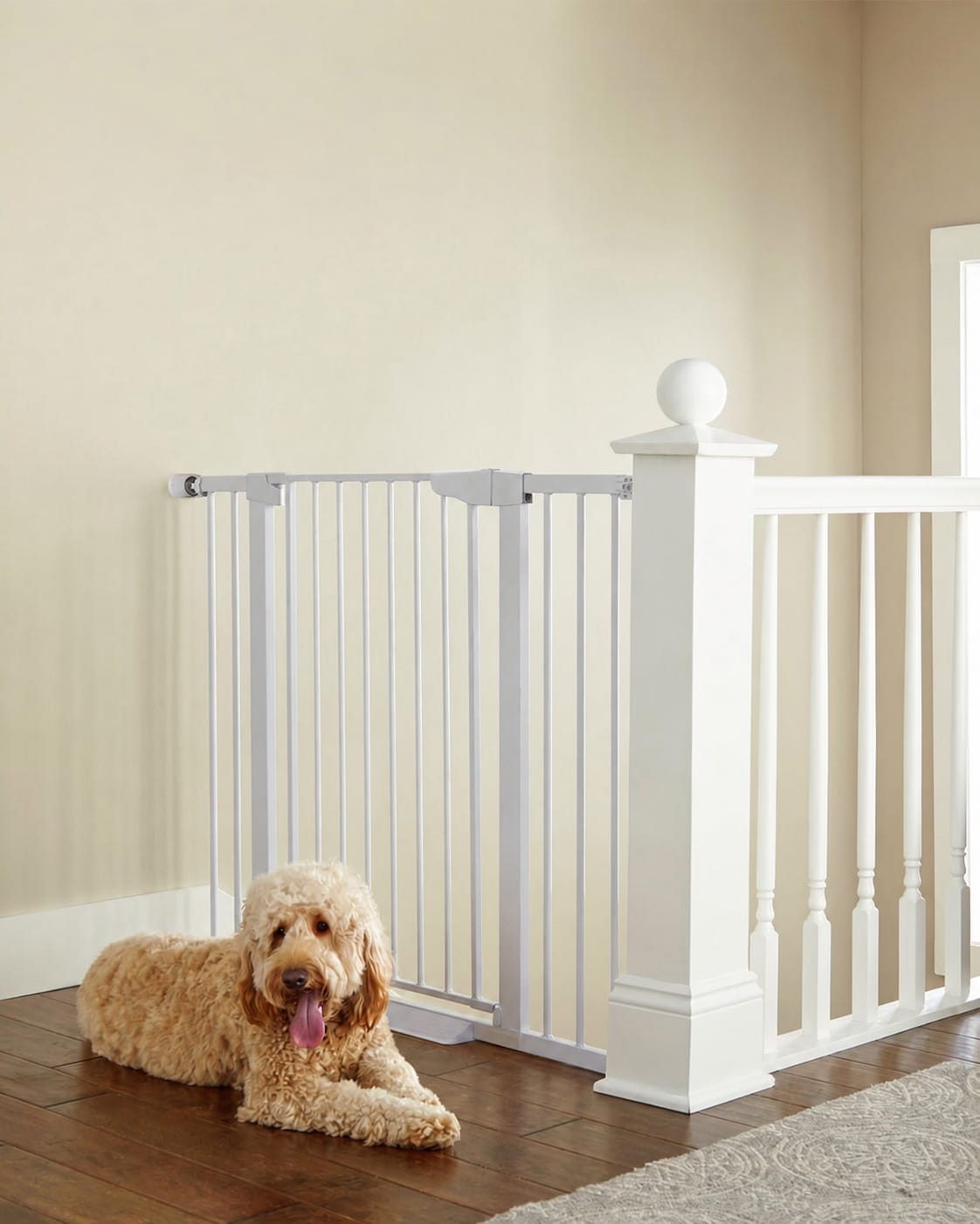 Vrbgify  Extra Tall Baby Gate 36 Inch Height Adjustable 29 7 to 46 Inch Wide for Kids and Pets Two Way Door Auto Close Double Lock for Stairs and