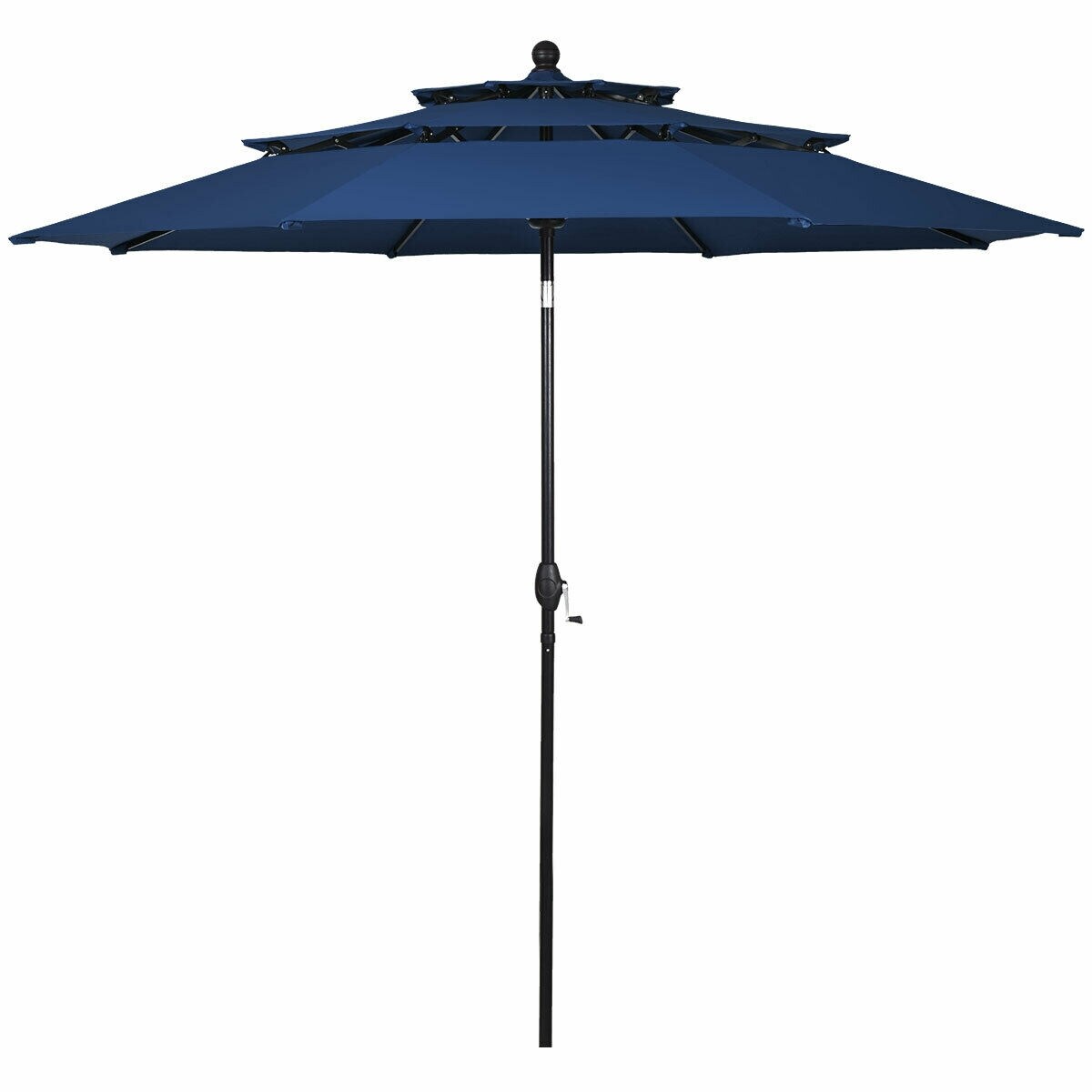Clihome 10-ft Navy Auto-tilt Market Patio Umbrella in the Patio ...