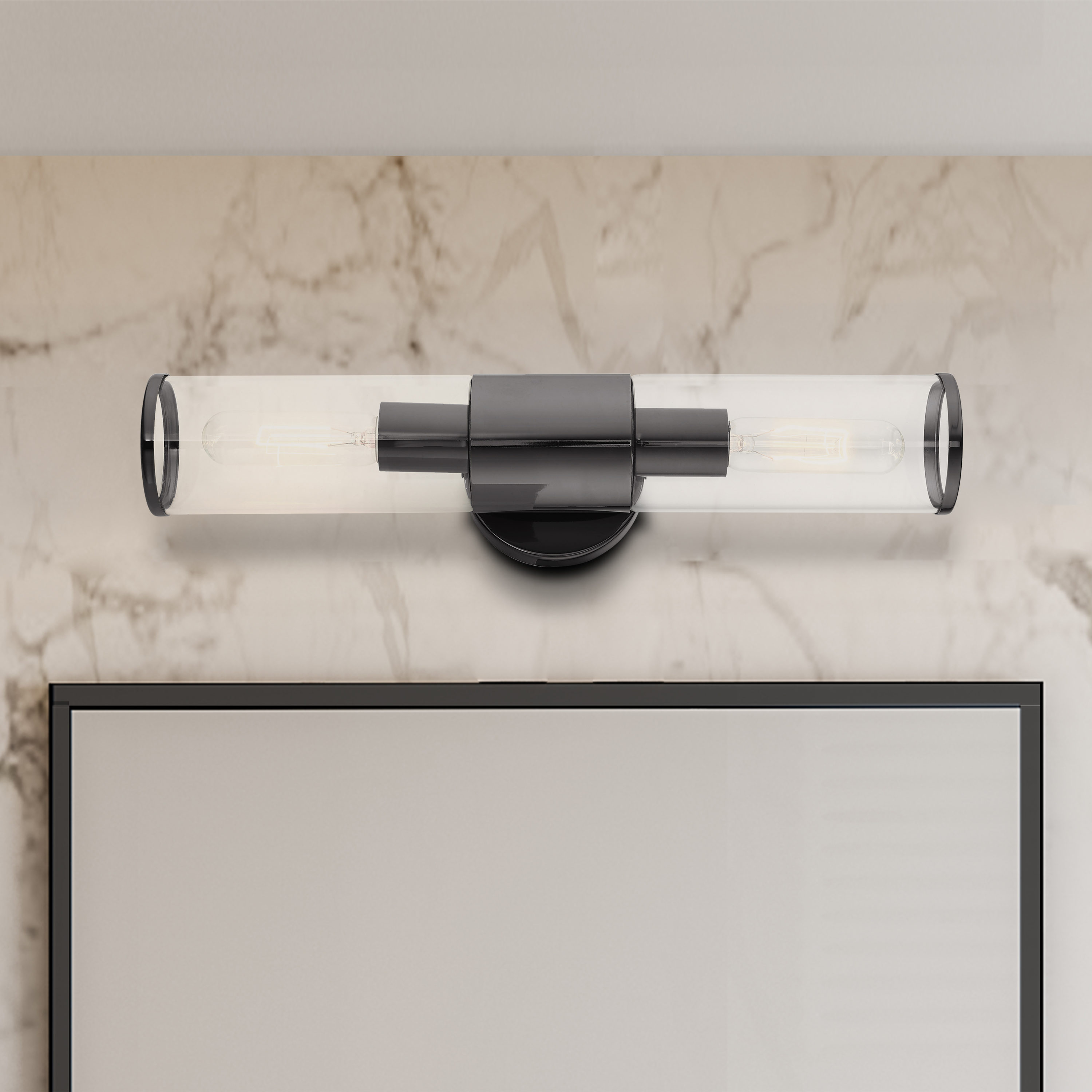 Bancroft Black Chrome 2-Light ADA Vanity with Clear Glass