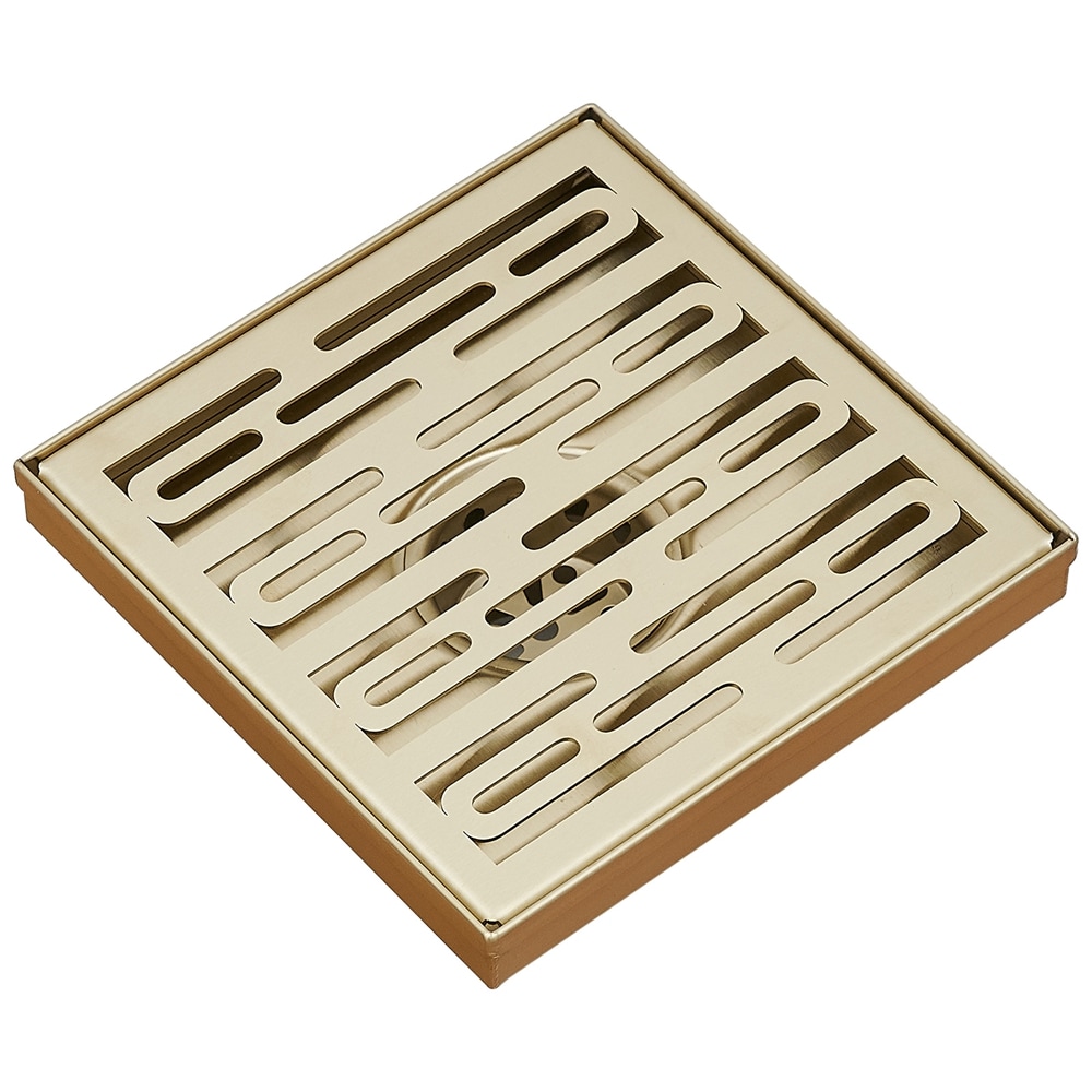 BWE A-9FD01-GOLD 6 In. Square Stainless Steel Shower Drain with Slot Pattern Drain Cover In Brushed Gold