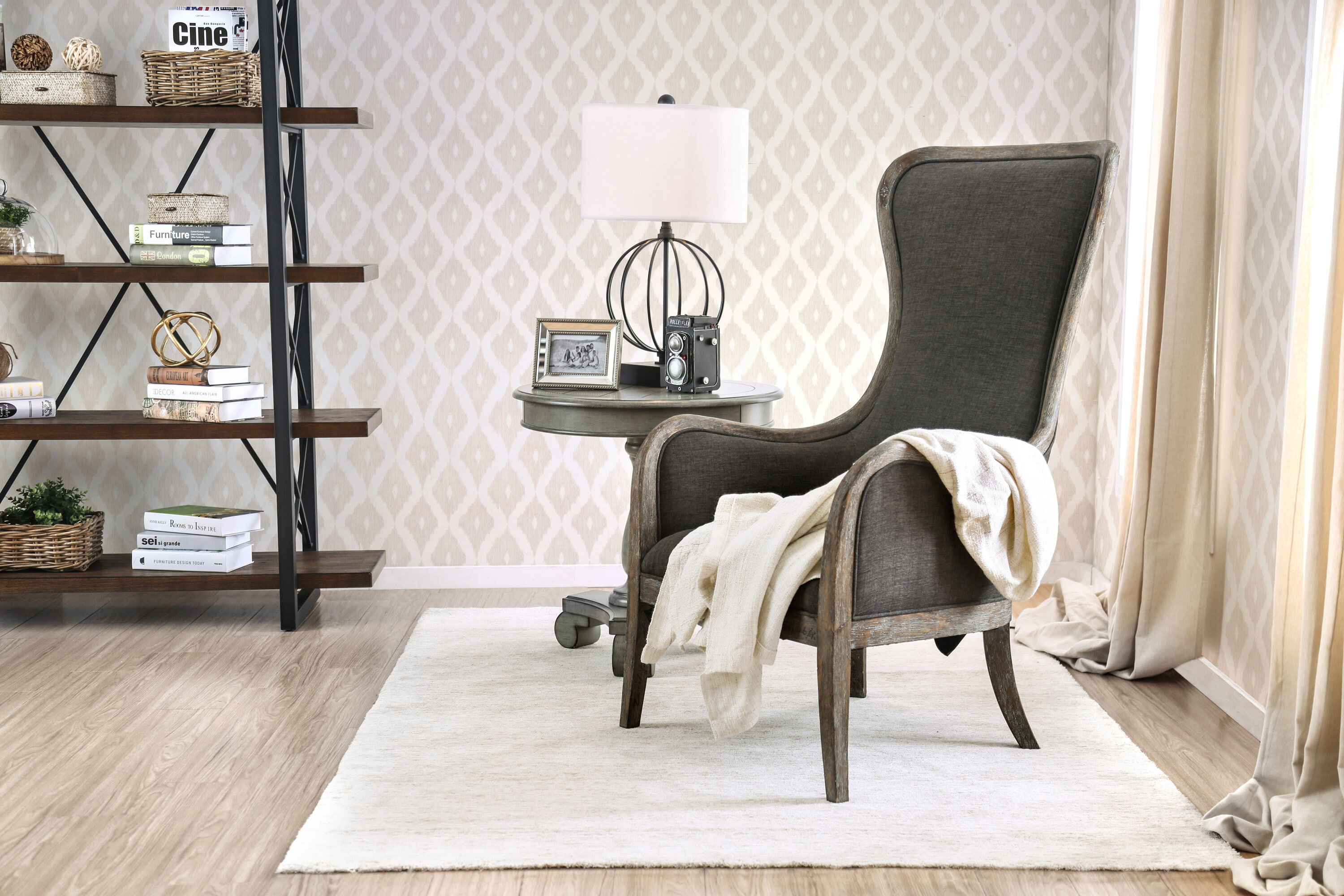 Furniture of America IDF-AC6078 Slavitt Vintage Gray Accent Chair
