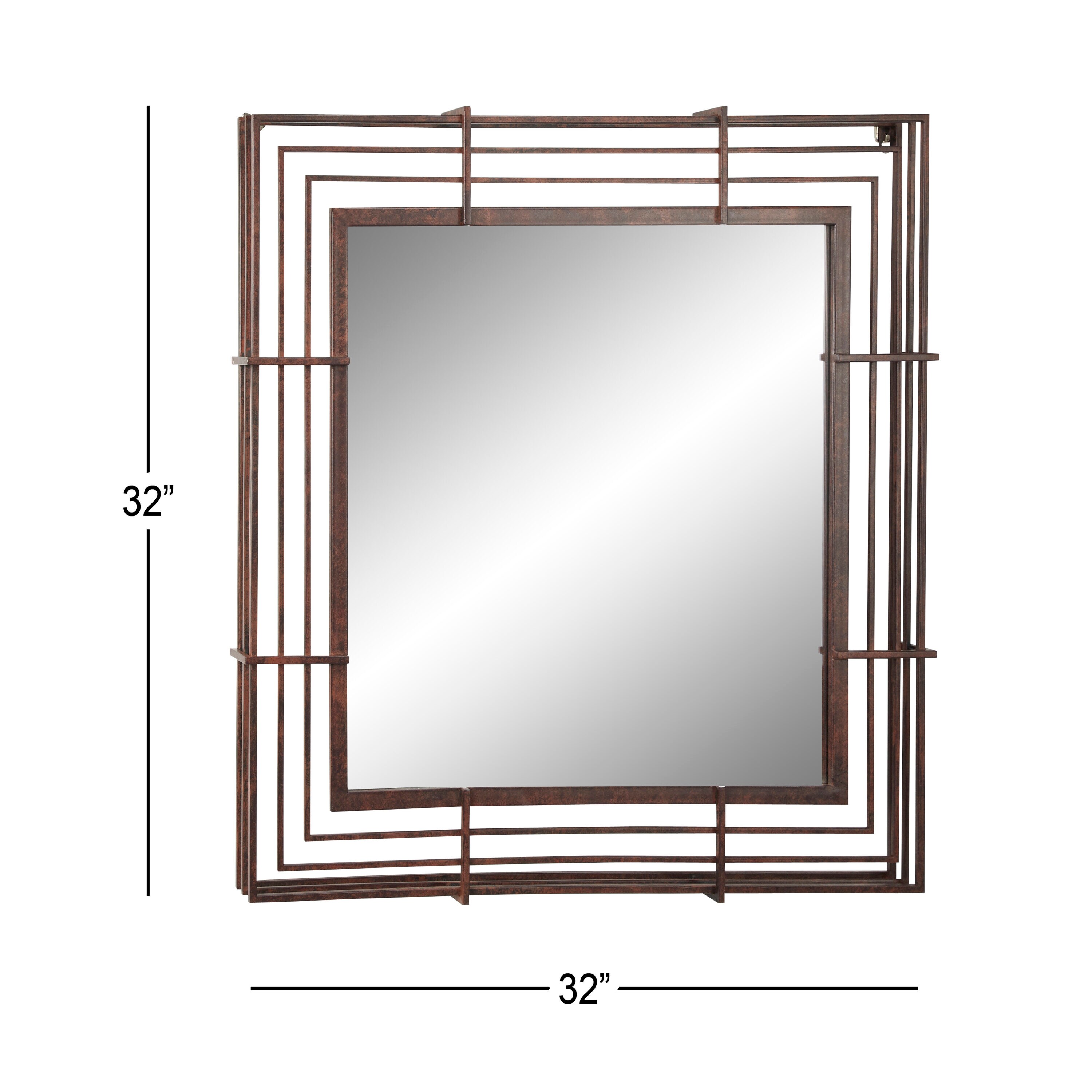 Full-Length Square Textured Bronze Industrial Wall Mirror