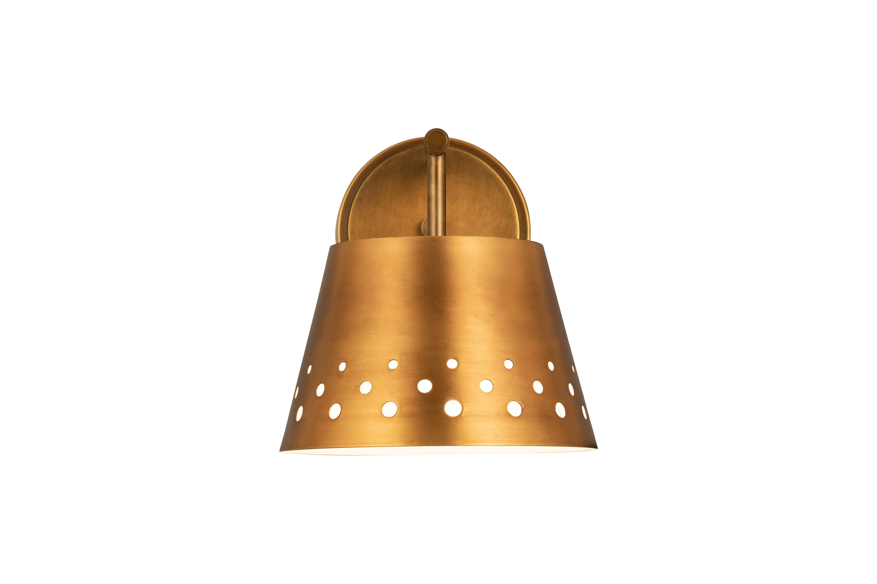 Katie 9" Rubbed Brass Dimmable Wall Sconce with Conical Shade