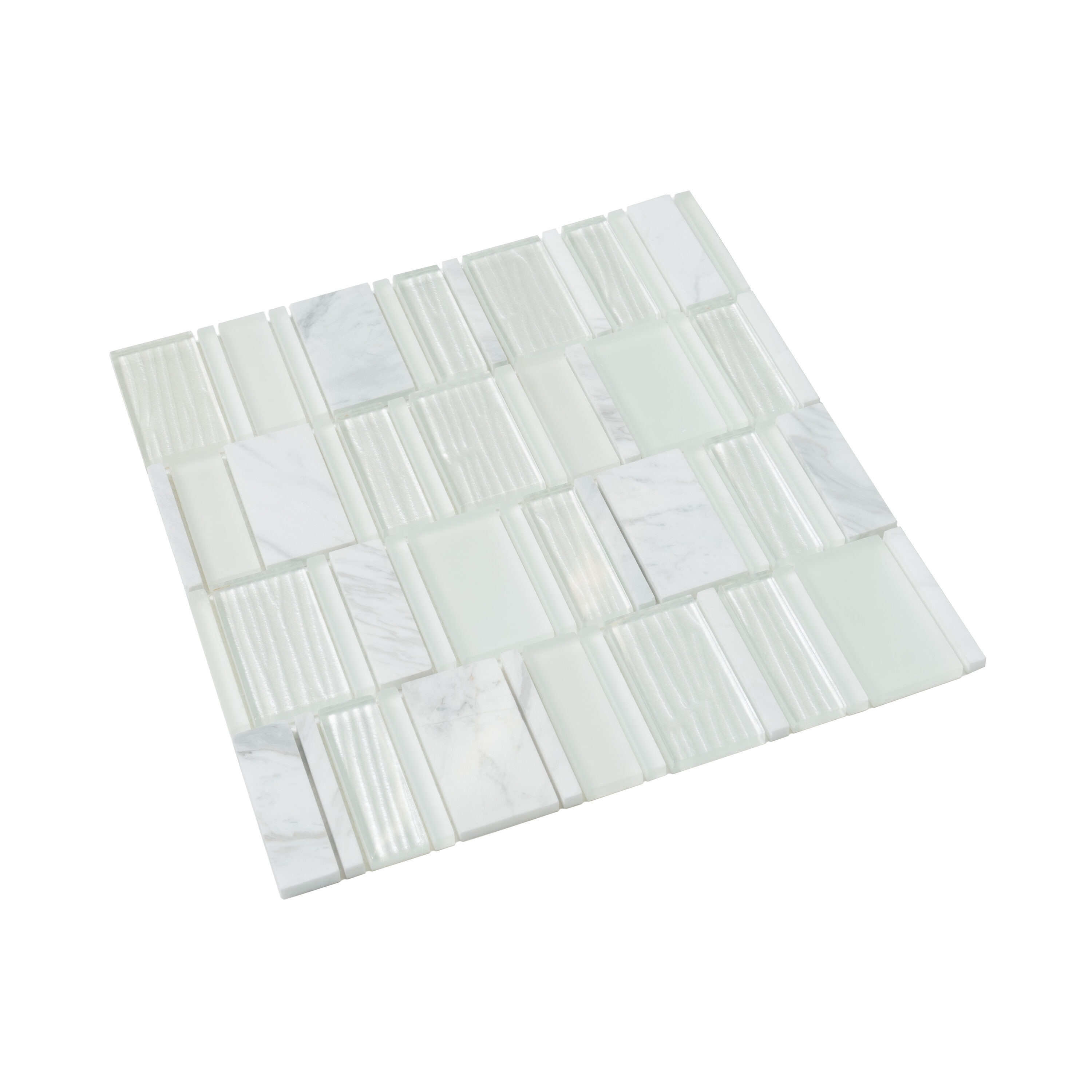 Apollo Tile (Sample) White 4-in x 4-in Honed Marble Linear Mosaic Floor and Wall Tile