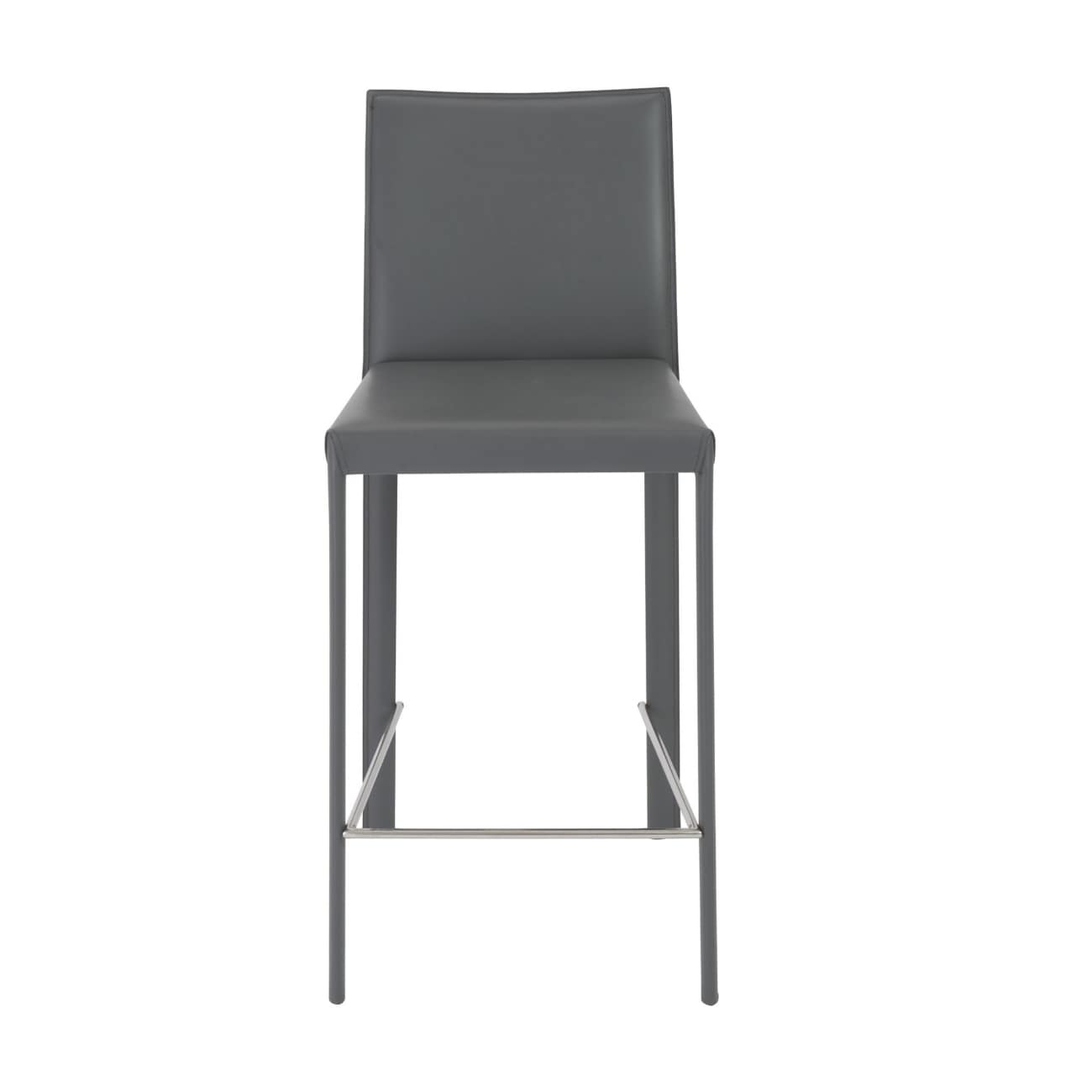 HomeRoots Set of Two Full Gray Faux Leather Counter Stools in the