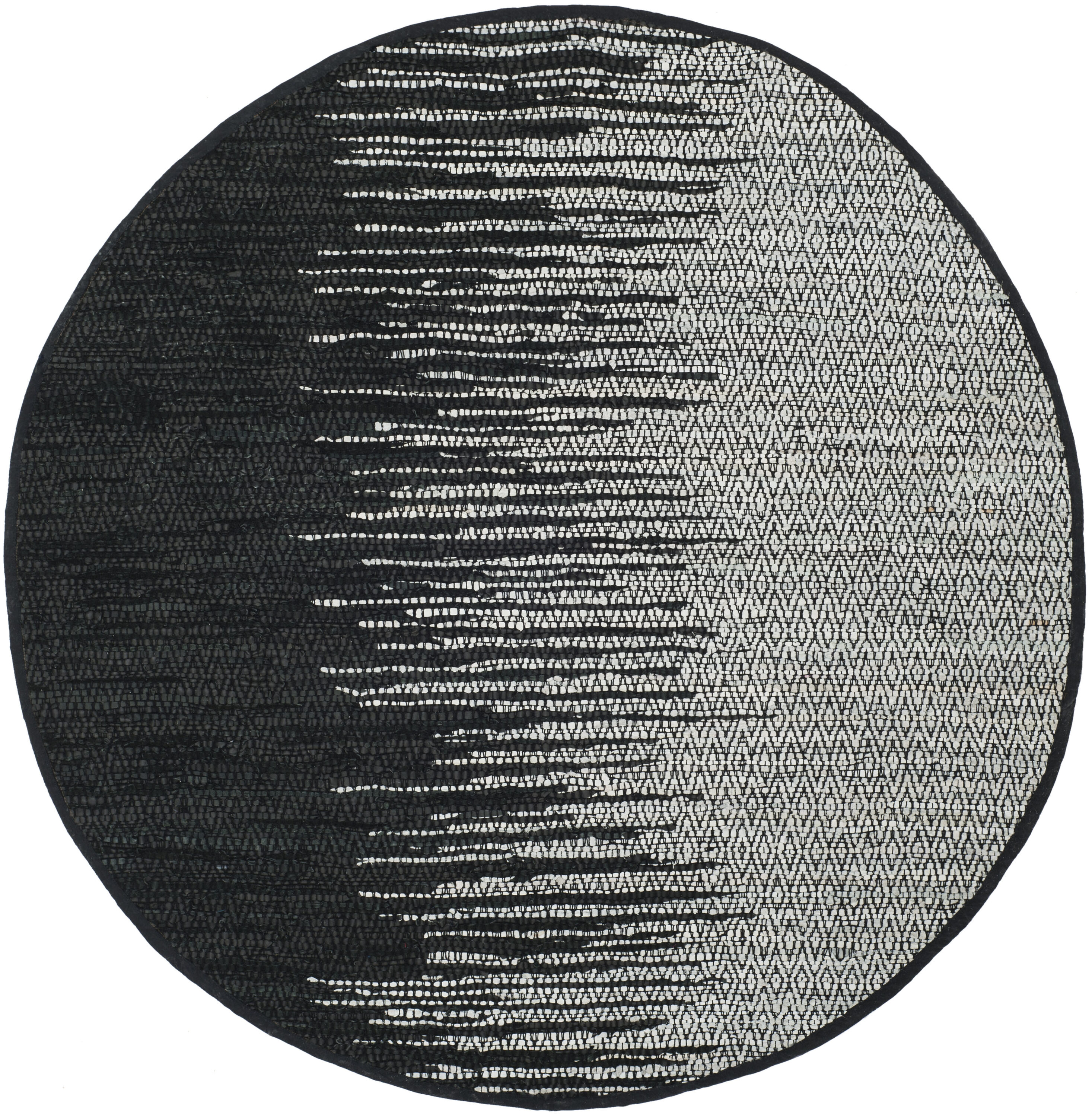 Safavieh VTL388C-4R Vintage Leather Shoshoni 4 x 4 (ft) Leather Light Gray/Black Round Indoor Ombre Coastal Area rug
