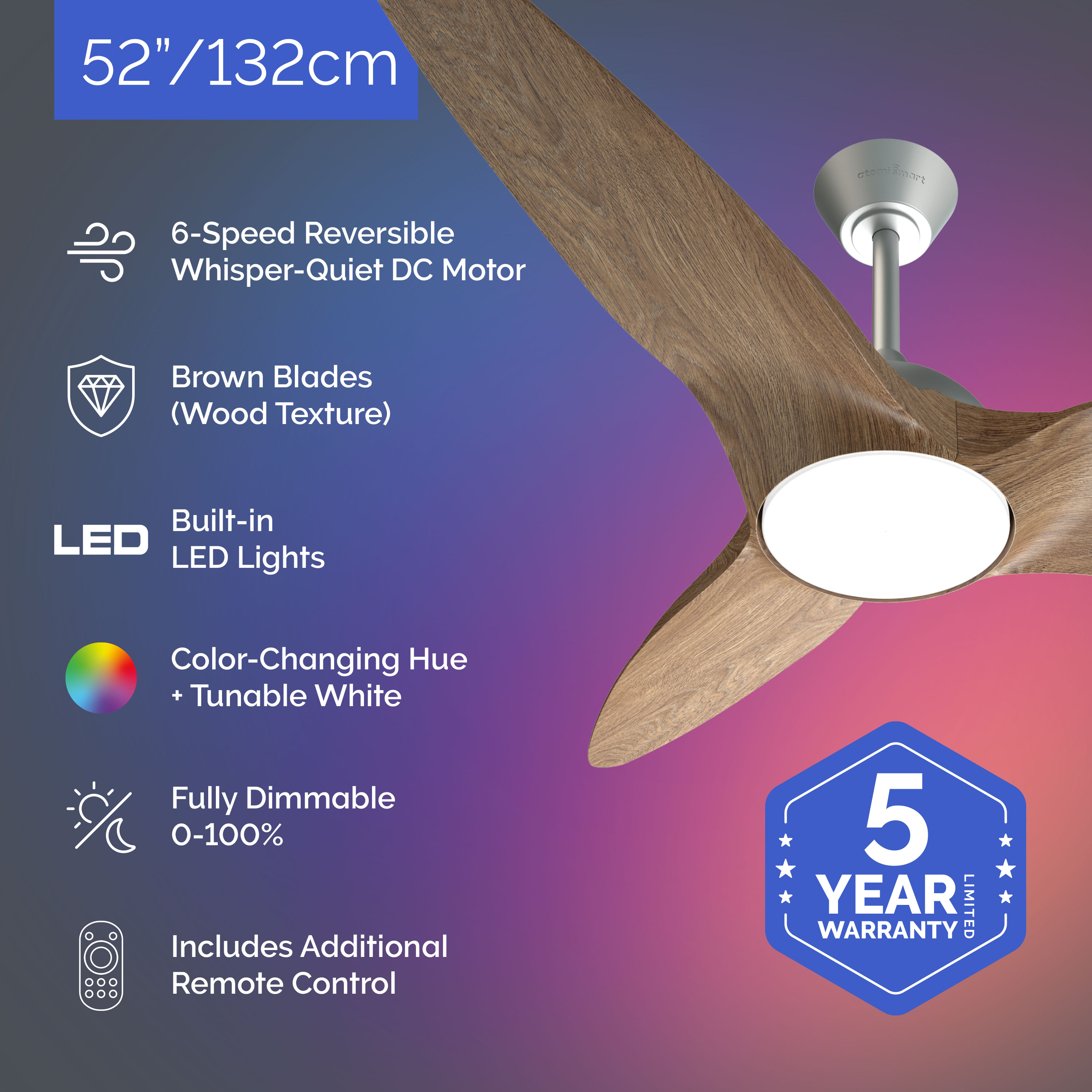 atomi smart AT2005-BS-WW Ceiling-Fans - View #2