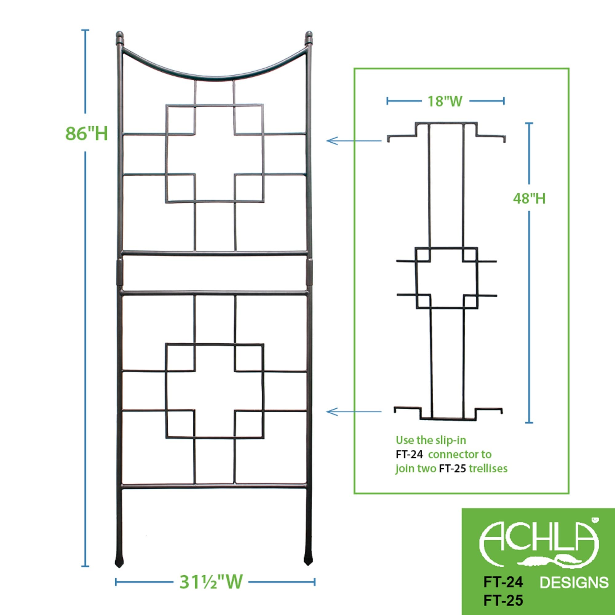Graphite Metal Garden Trellis Connector Link, 48" Height