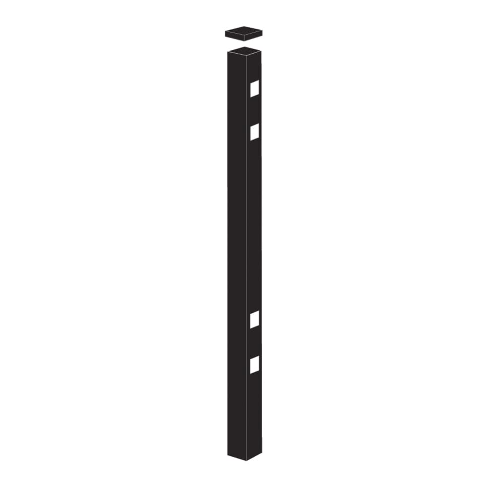 Freedom Providence 9-ft H x 2-in W Black Aluminum Spaced Picket Pressed-point Decorative Gate Fence Post