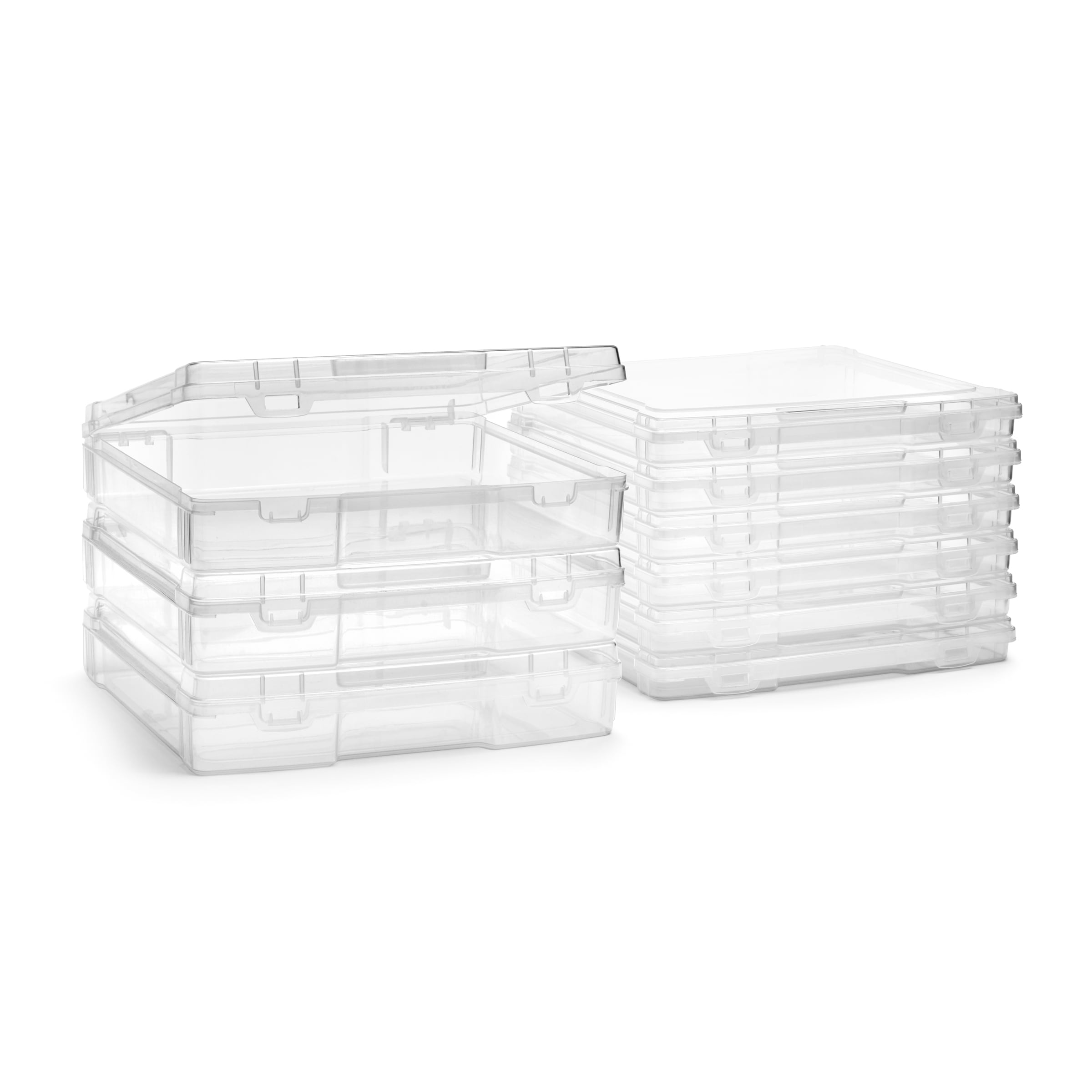 SORBUS  9 Piece Variety Size Clear Stackable Portable Project Case Fits 10 Inch x12 Inch  Snap Closure Ideal for Board Games Crafts and Office
