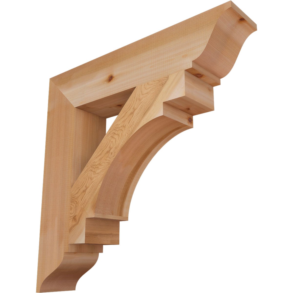 Ekena Millwork BKT06X30X30MRC01SWR Merced traditional smooth 5-1/2-in x 30-in x 30-in Western red cedar Brown Wood Standard bracket