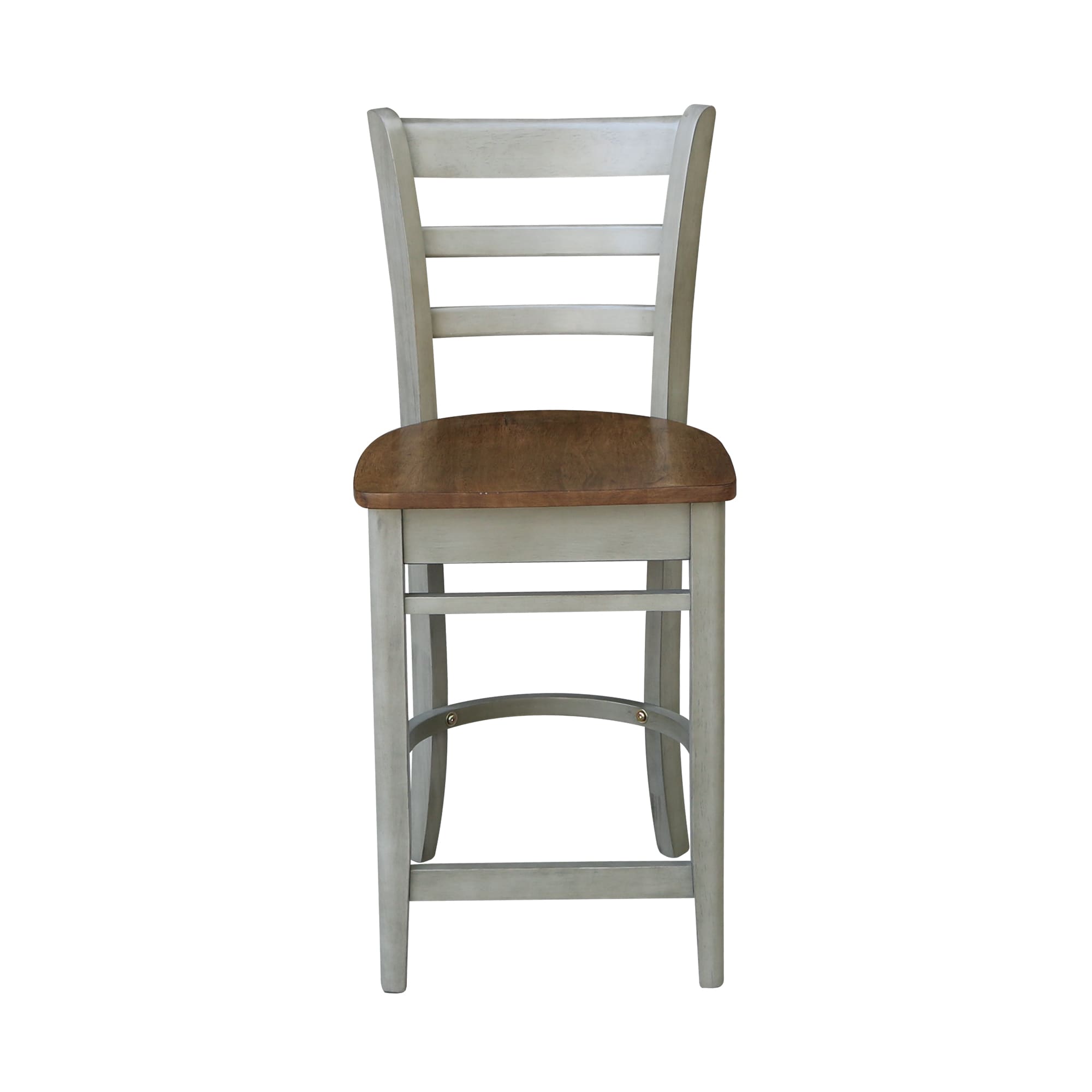 Emily Ladder Back Parawood Counter Stool - White & Heather Gray