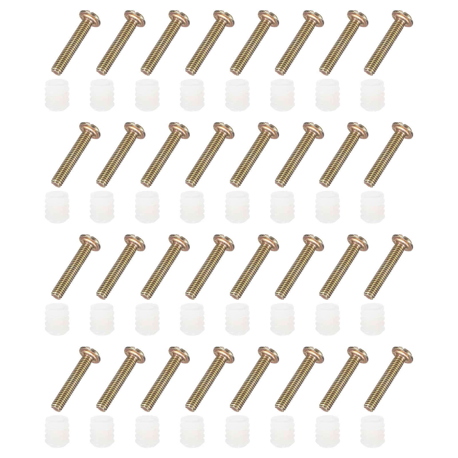 Unique Bargains 50pcs Plastic Hinge Dowel Inserts M4 x 10mm Furniture Pre-Inserted Nuts with Threaded with Metric Machine Screws for Kitchen Cabinet Door Hinges White #S25093000UX8257