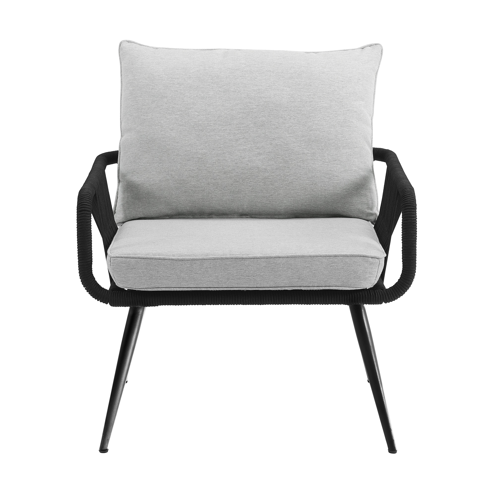 Andover Light Gray Rope Frame Outdoor Dining Chairs with Cushions, Set of Two