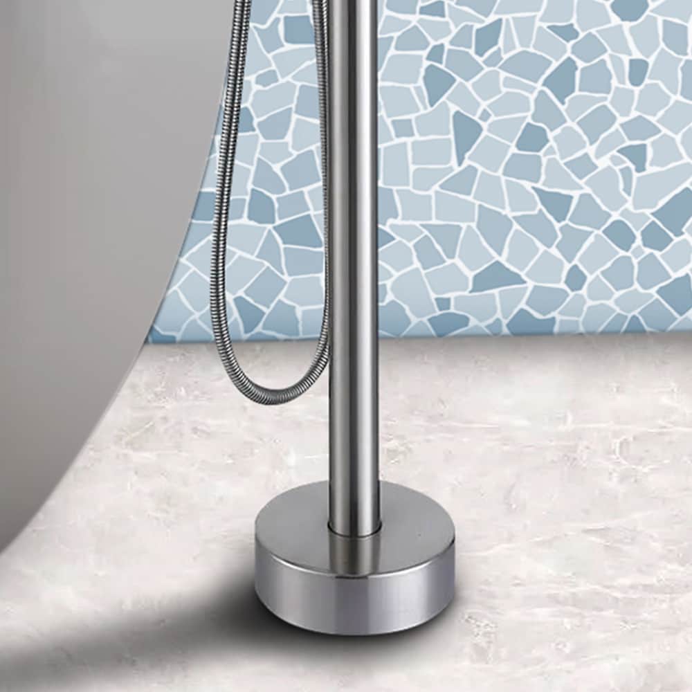 Chrome Freestanding Bathtub Faucet with Handheld Shower