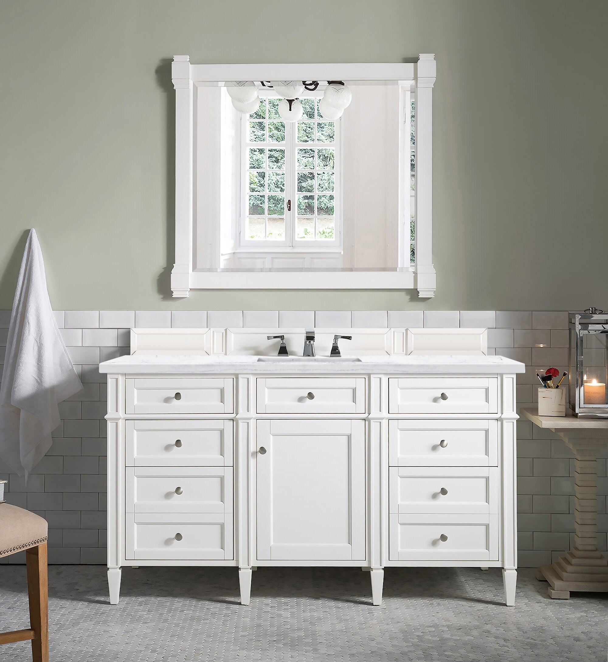 James Martin Vanities Brittany 60in Bright White Undermount Single