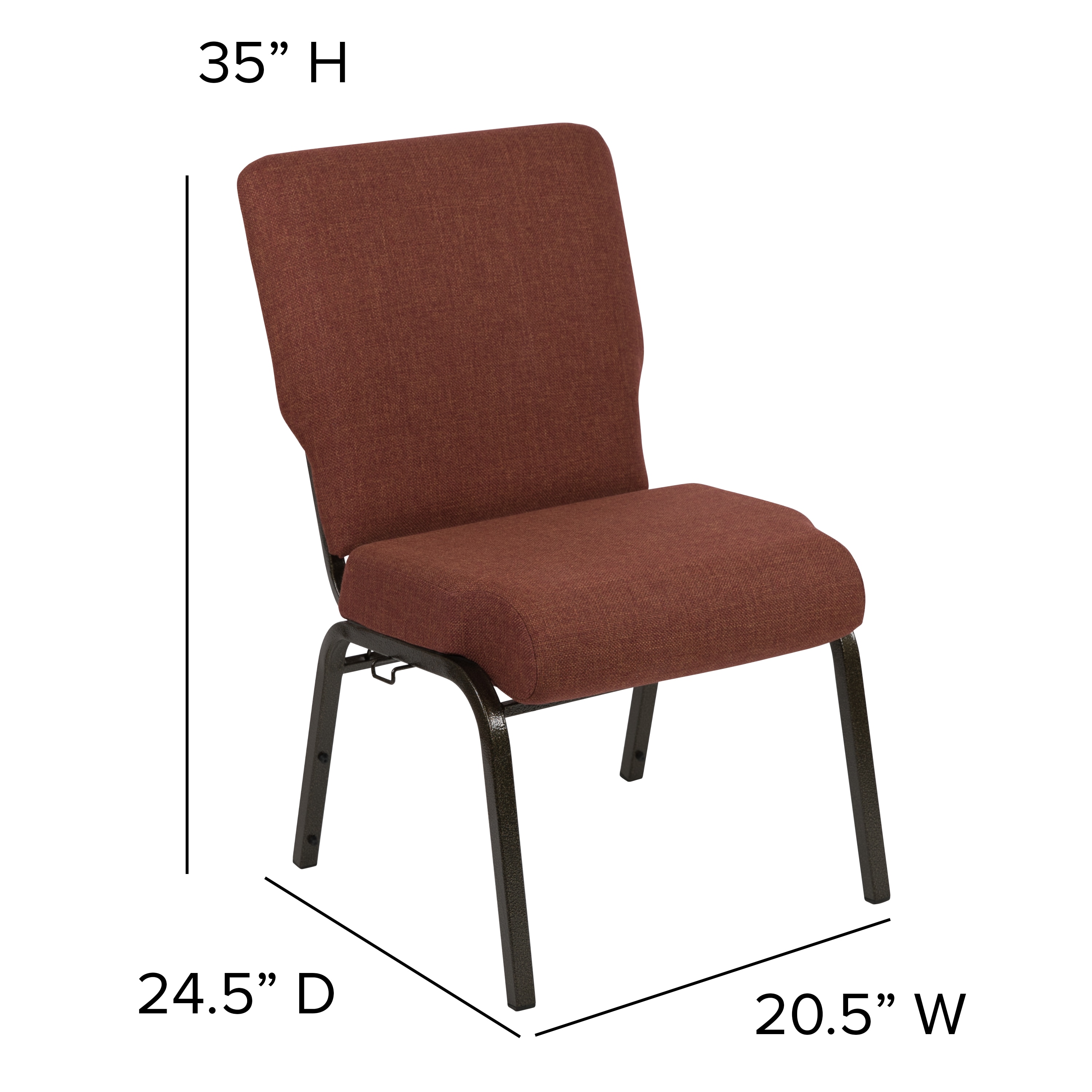Cinnamon Fabric Stacking Chair with Gold Vein Metal Frame