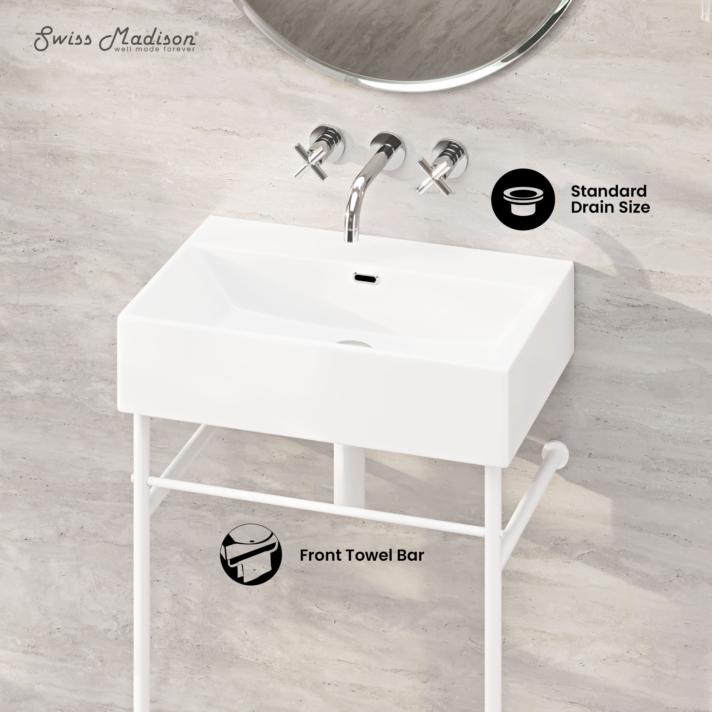 Swiss Madison SM-25-CSREI01MW-0 Console-Sinks - View #3