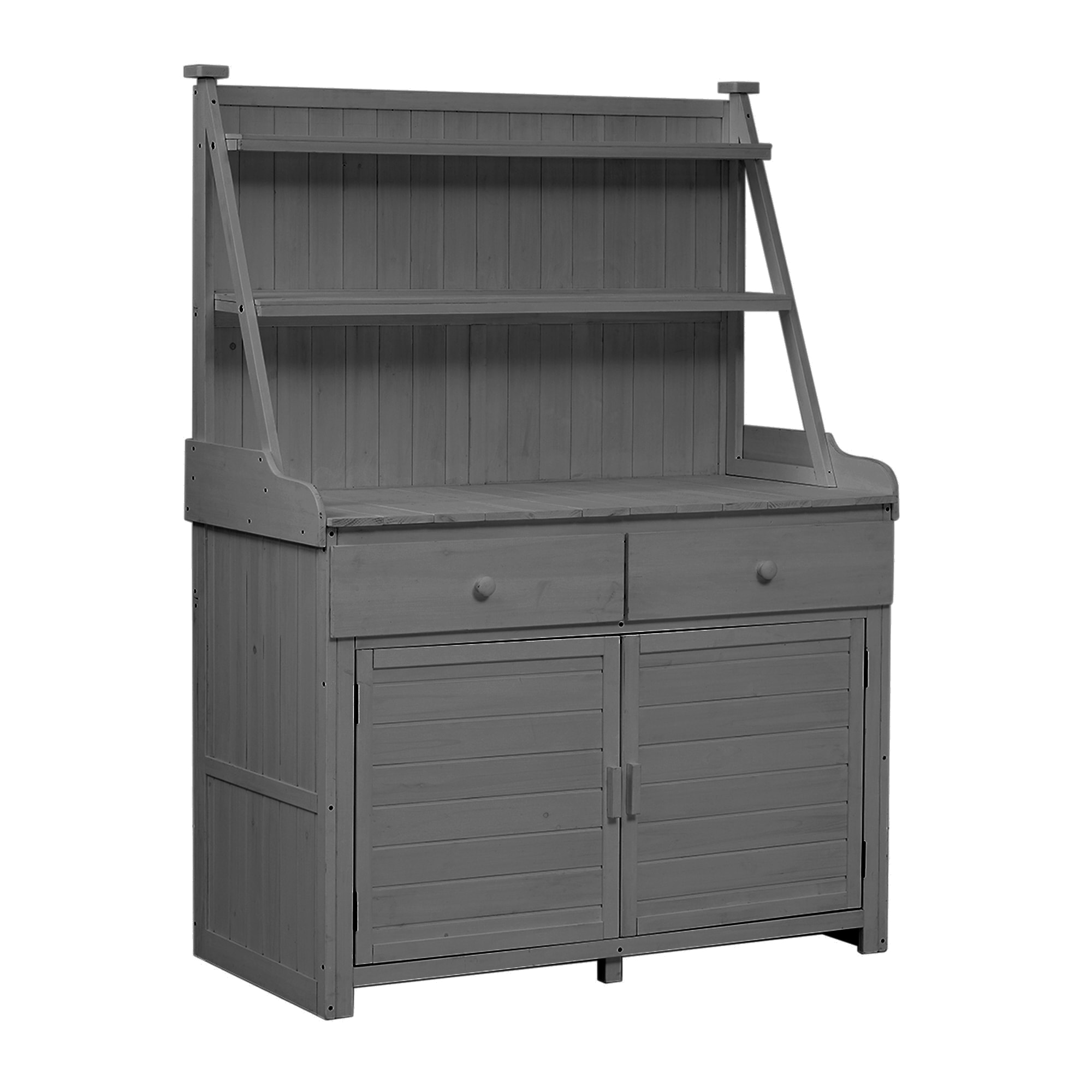 Kahomvis G243-QP717-13 Patio Workstation 47.2-in x 65-in x 22.8-in Gray Potting Bench