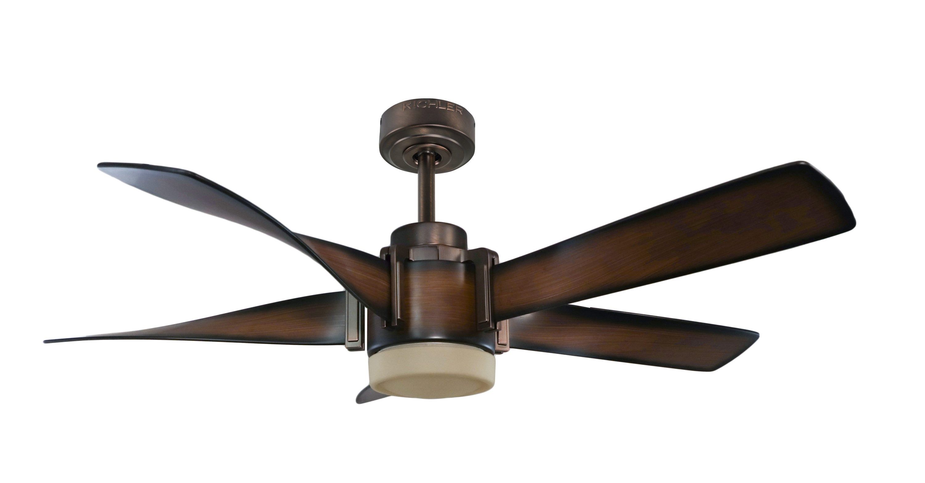 New Kichler Mediterranean Walnut w/Bronze Accents 52-in LED W/Remote Ceiling Fan 
