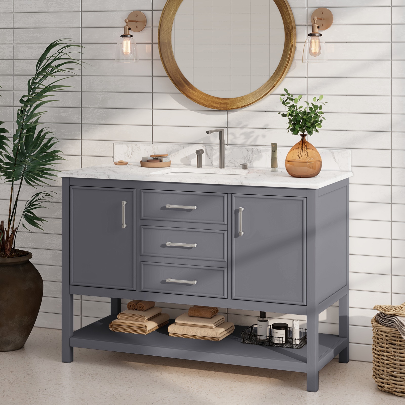 JEAREY DXRZJ-3S-YW Bath-Vanity-Combo - View #2