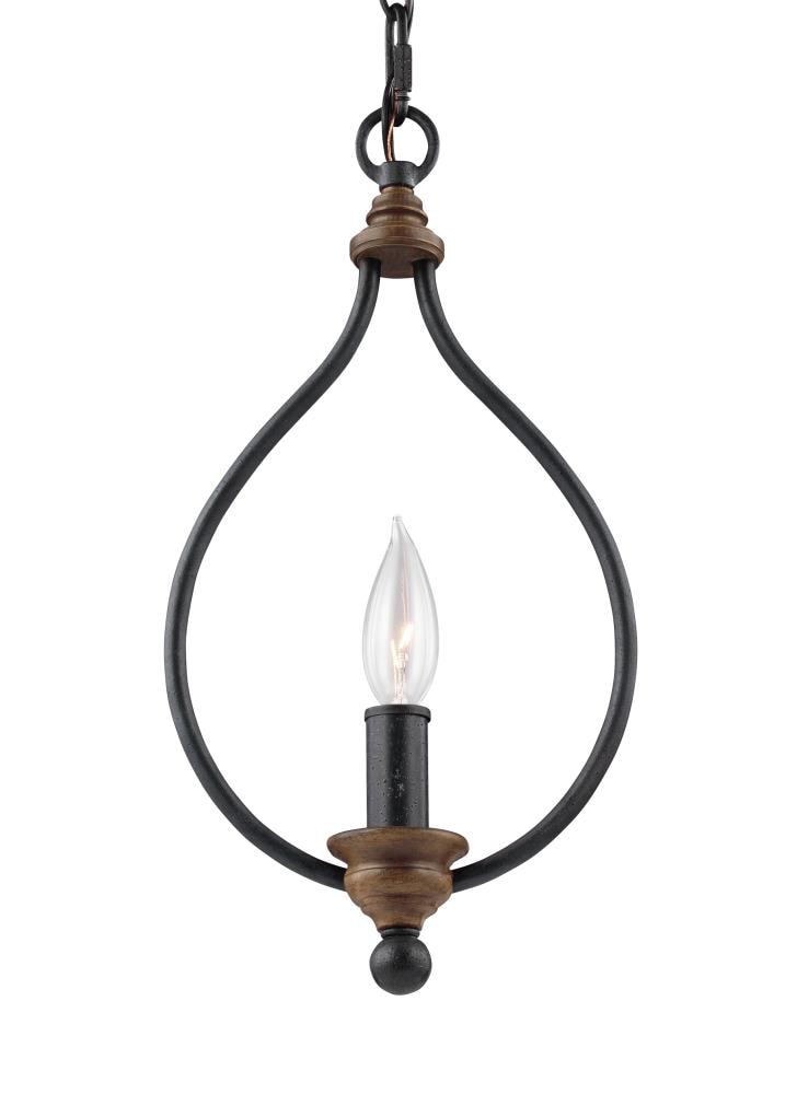 Hartsville Colonial Mini-Pendant in Dark Weathered Zinc & Weathered Oak