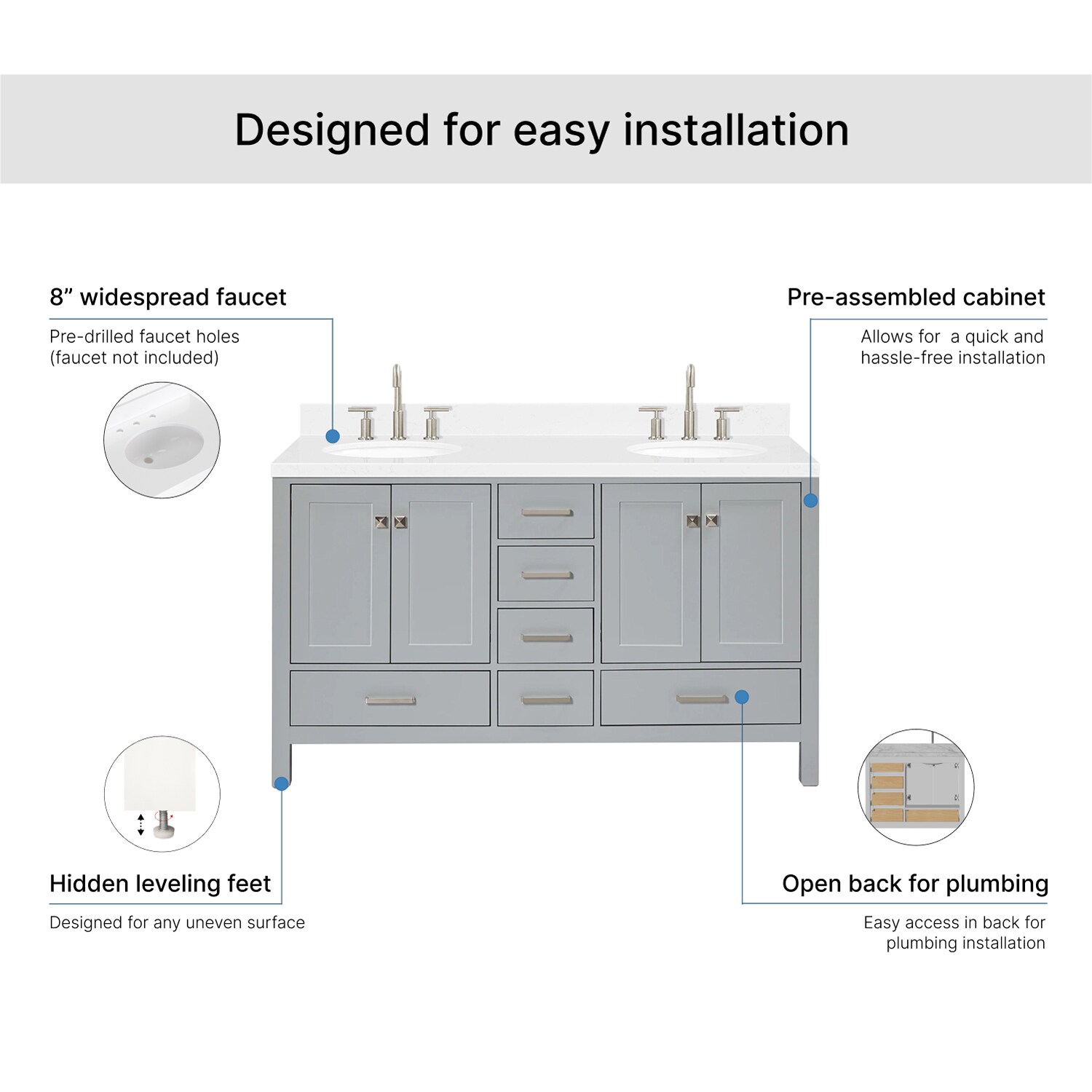 ARIEL A060DCQOVOGRY Bath-Vanity-Combo - View #7