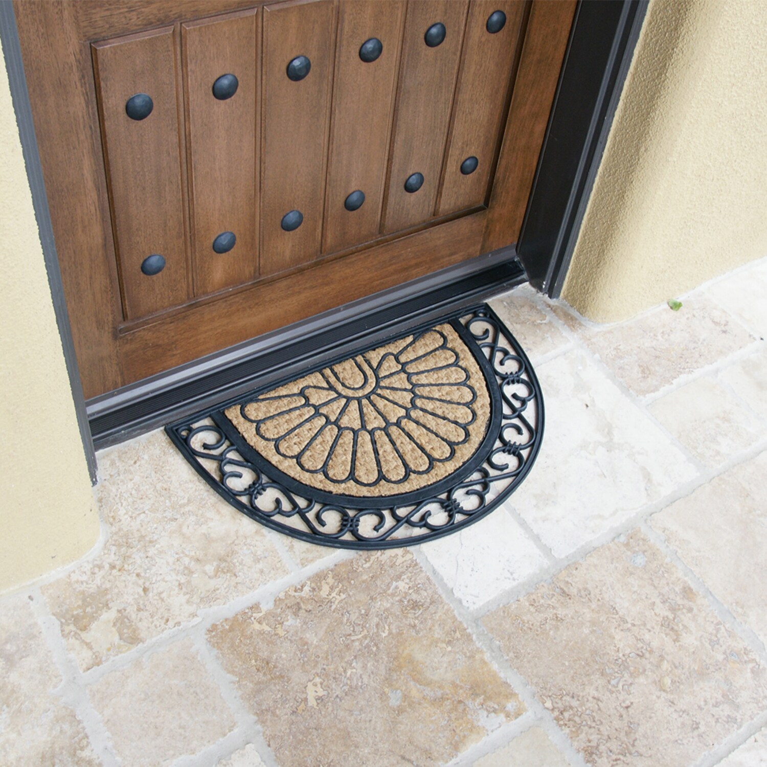 Rubber-Cal 2-ft x 3-ft Brown Half-round Indoor or Outdoor Door Mat in the  Mats department at