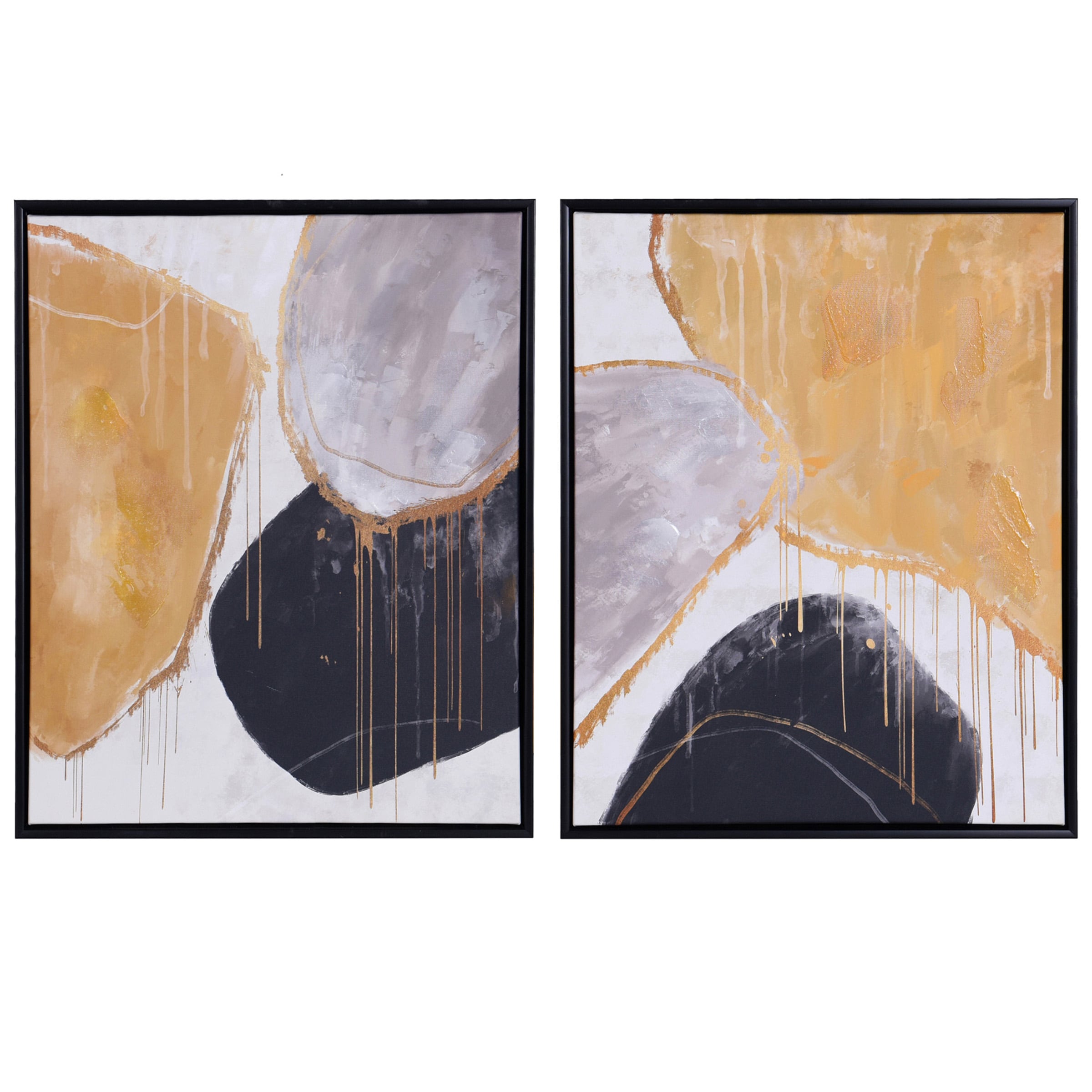 StyleCraft Set of Two Canvas Art with Gold and Black Finish WI323976DS