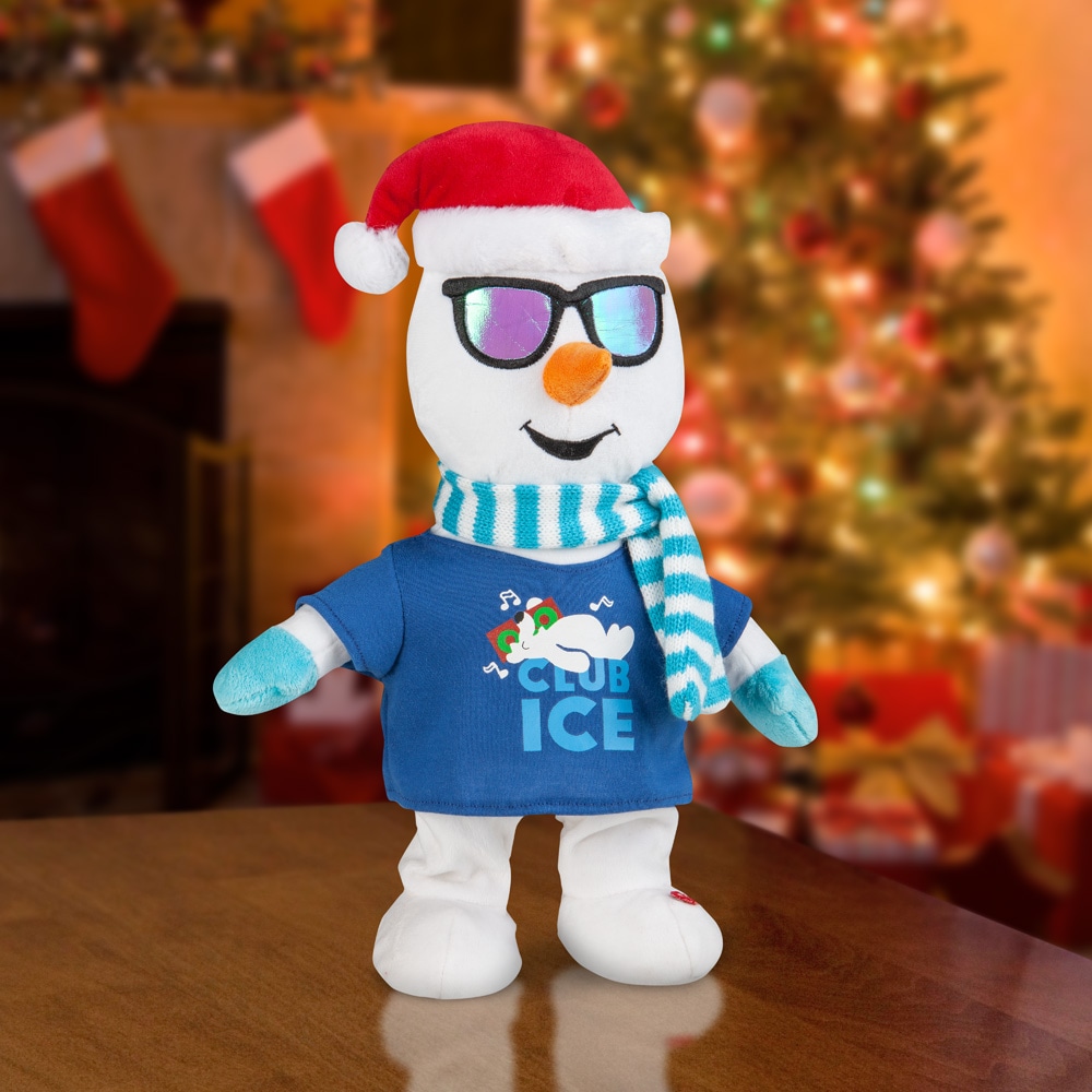 Christmas Ornament Ice Cube Snowman Happy Baby Blue Polka Dot Dangling Feet  4