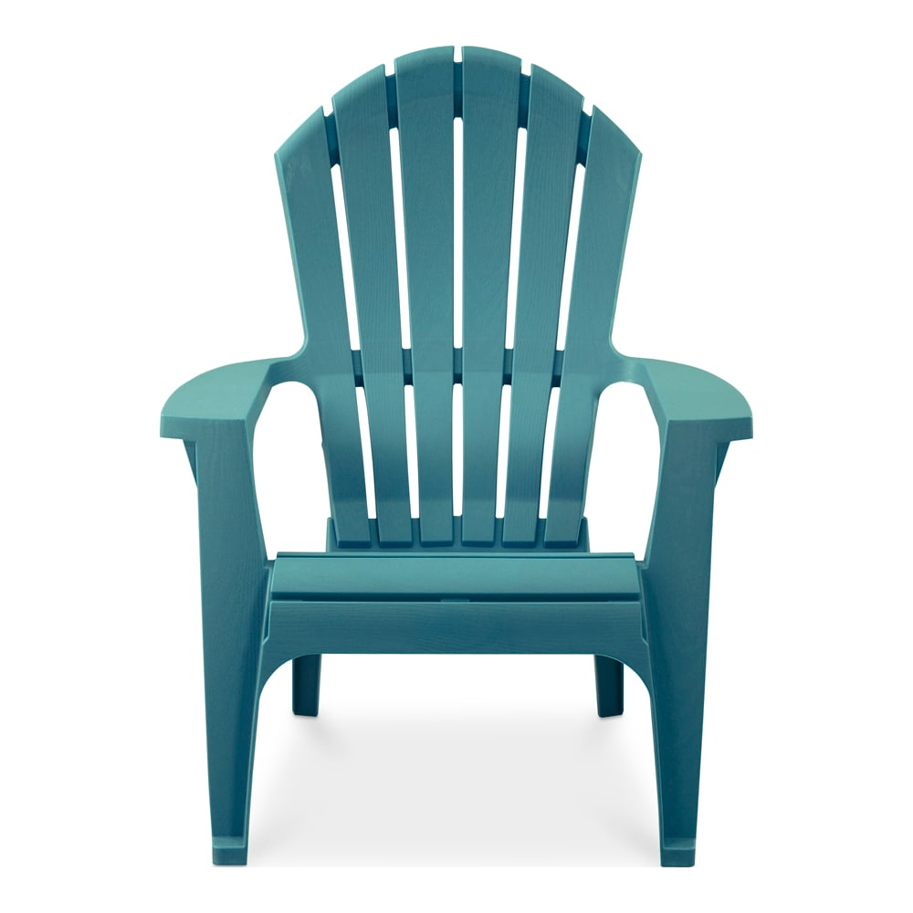 RealComfort Stackable Teal Resin Frame Stationary Adirondack Chair with Solid Seat