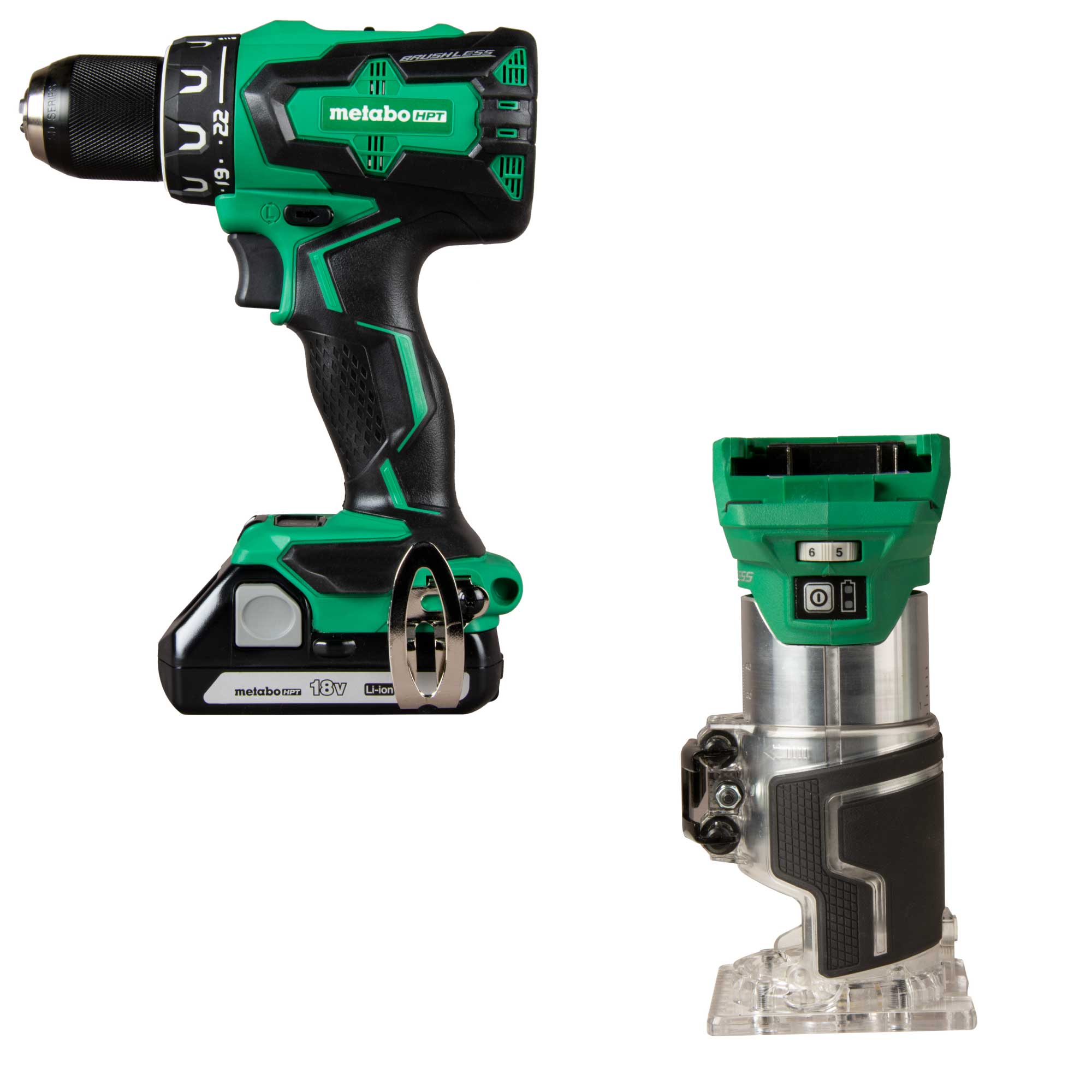 Metabo HPT MultiVolt 18-Volt 1/2-in Brushless Cordless Drill (2-batteries included and charger included) with MultiVolt 18-Volt 1/4-in Variable Speed
