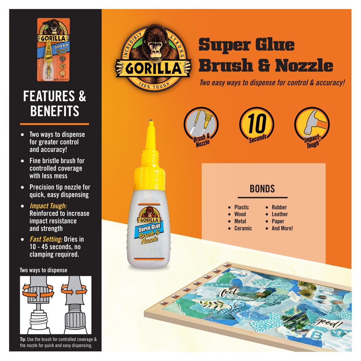 Gorilla Brush and Nozzle 12-gram Liquid Super Glue in the Super Glue  department at