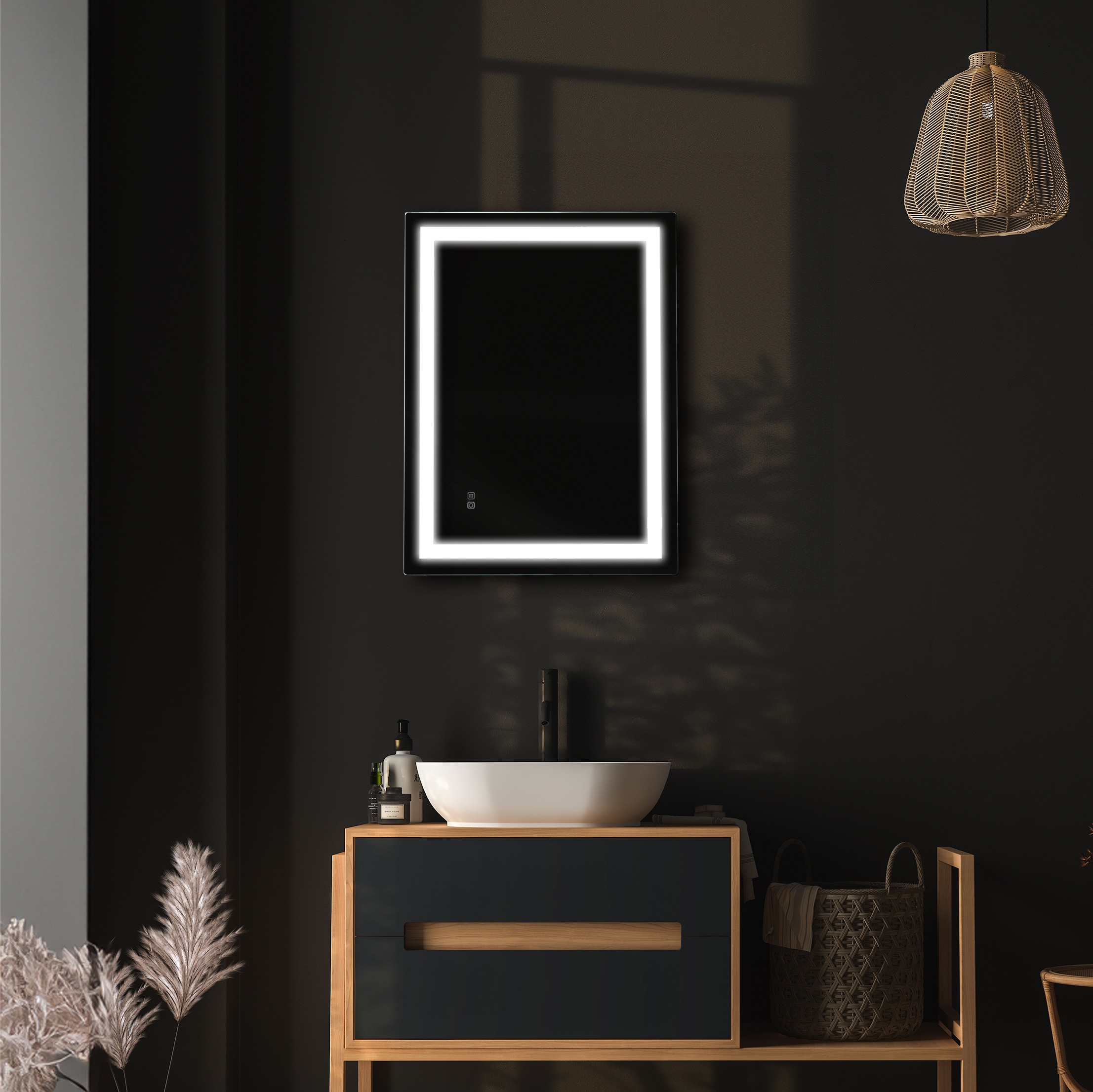 Dreamwerks LV-001 LED Mirrors 24-Inches x 32-Inches Beveled Frameless Rectangle Dimmable LED Lighted Fog Free Bathroom Vanity Mirror ( Clear )