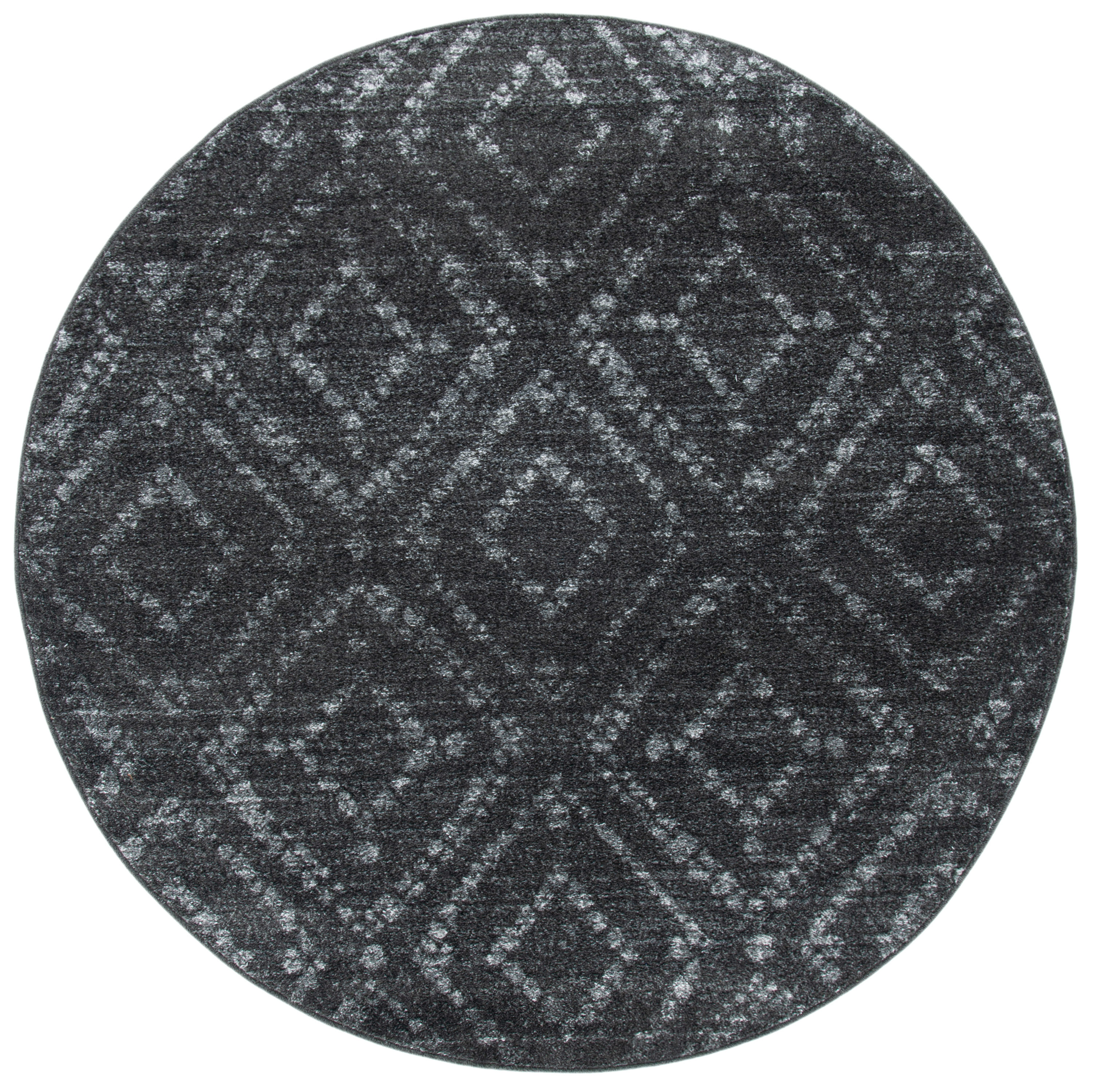 Safavieh ADR131F-6R Adirondack 6 x 6 (ft) Loomed Polypropylene Dark Gray/Gray Round Indoor Geometric Bohemian/Eclectic Area rug