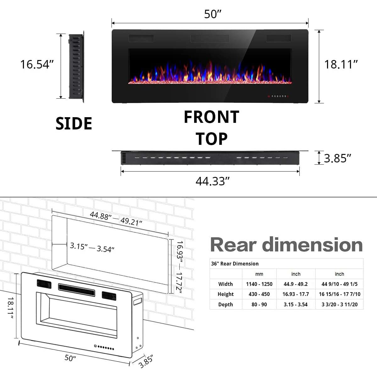 Bestier USLOW-850C3 Electric-Fireplaces - View #4