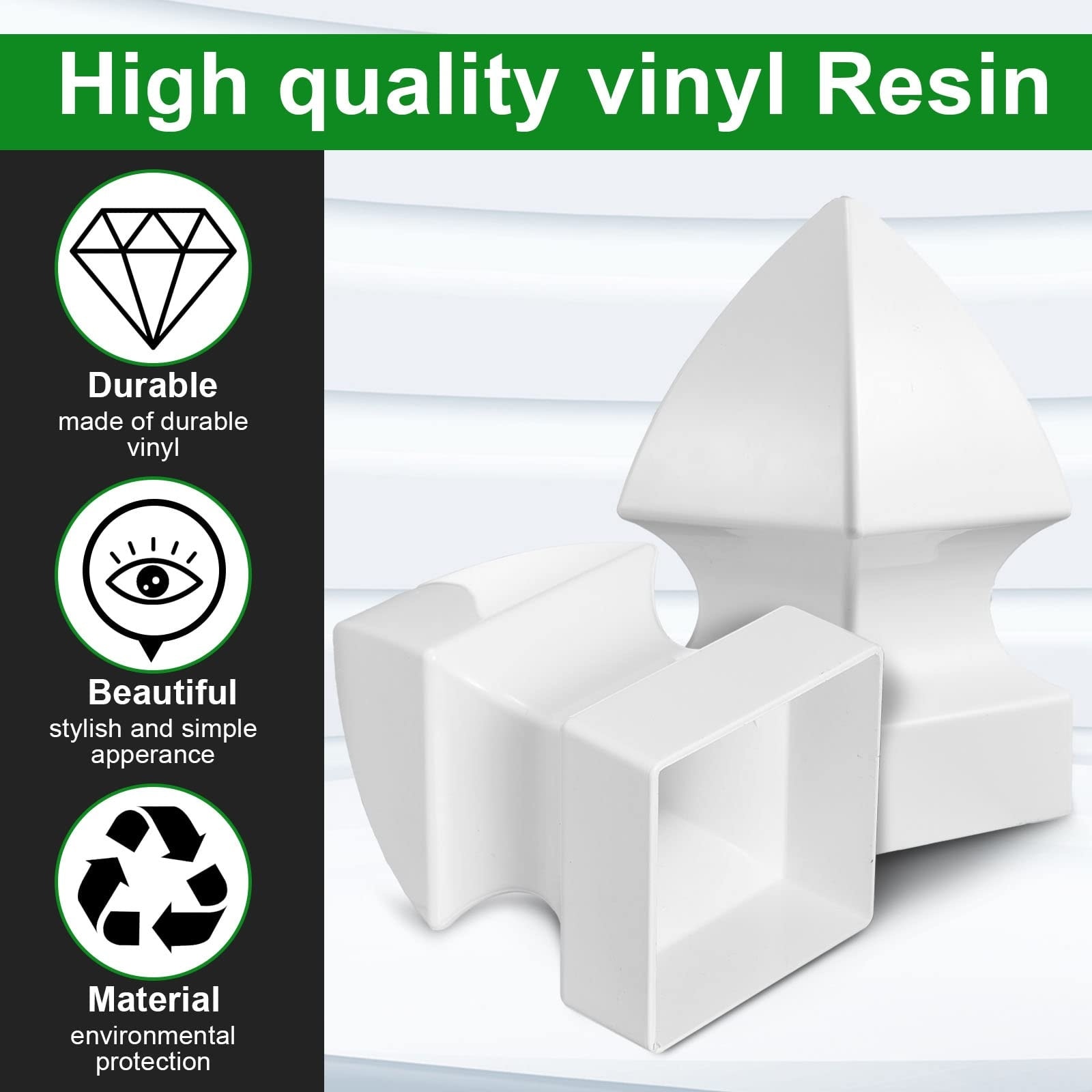 Etokfoks  2 pcs White PVC Vinyl Fence Post Caps Fits 5x5 Posts Gothic Style Deck Cap Weather Resistant