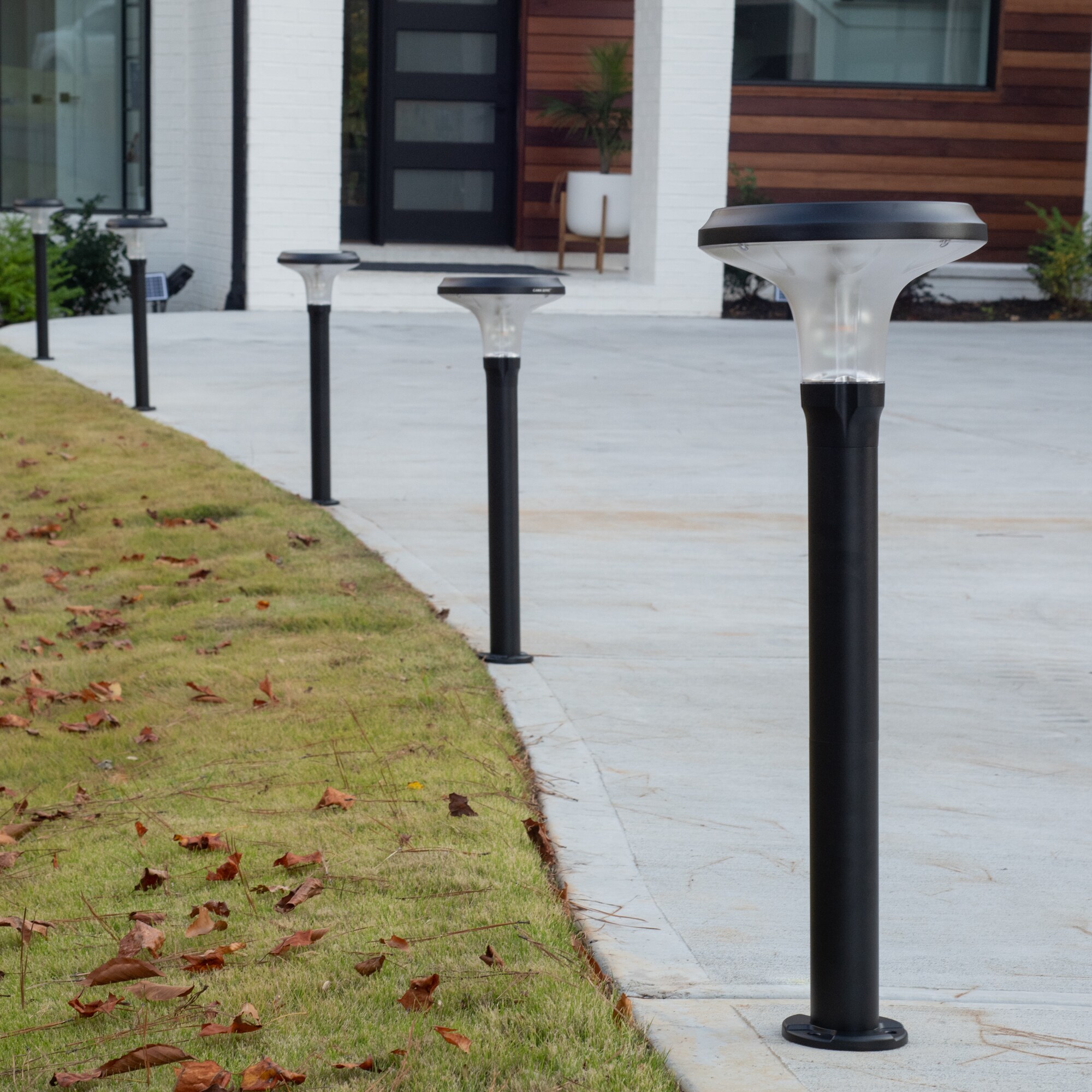 Black Cast Aluminum LED Solar Pathway Light with Dusk to Dawn