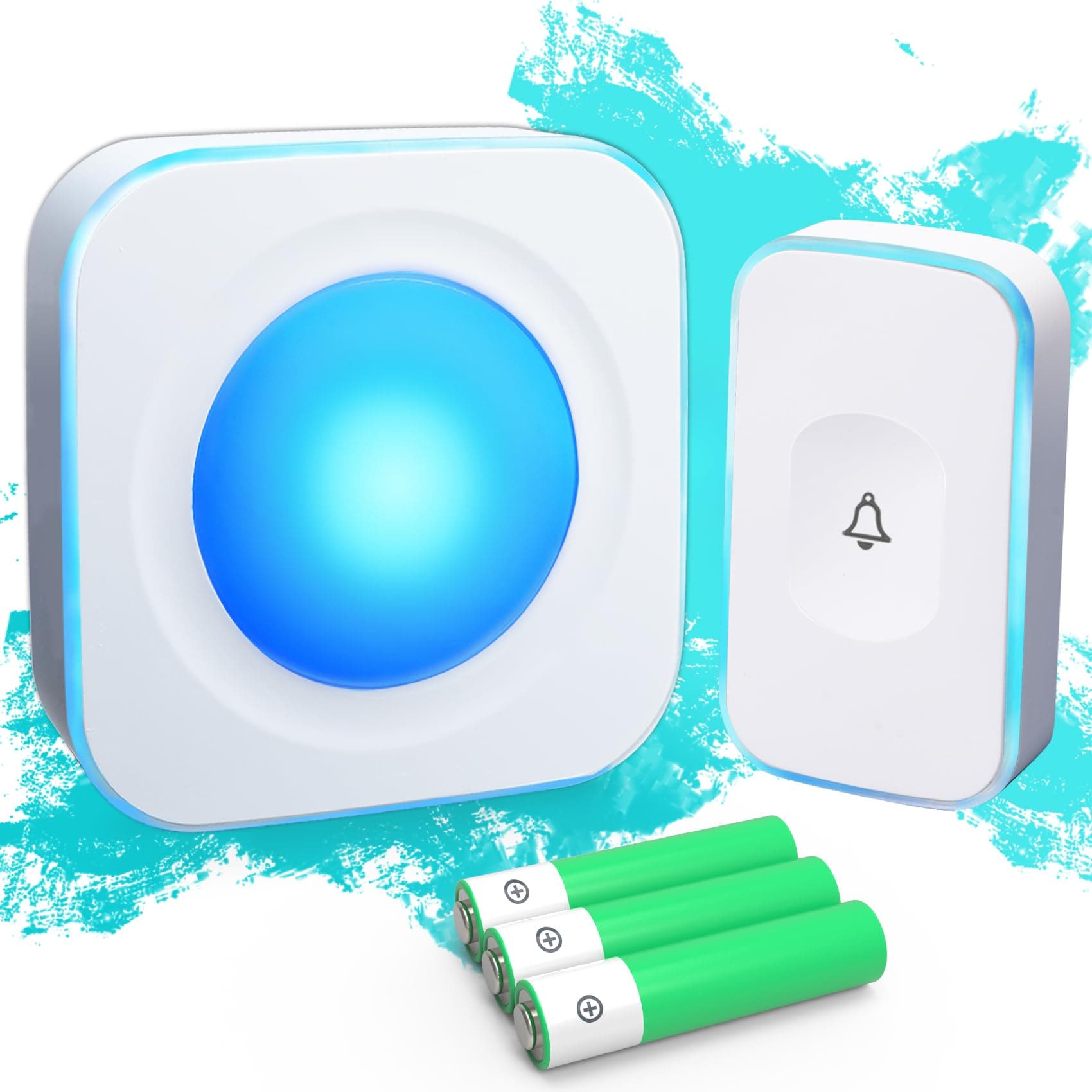 AKSCYZM  Wireless Doorbell for Home Hearing Impaired with 36 Melodies 4 Volume Levels LED Flash Light 1 Button 1 Portable Doorbell White 1 Set