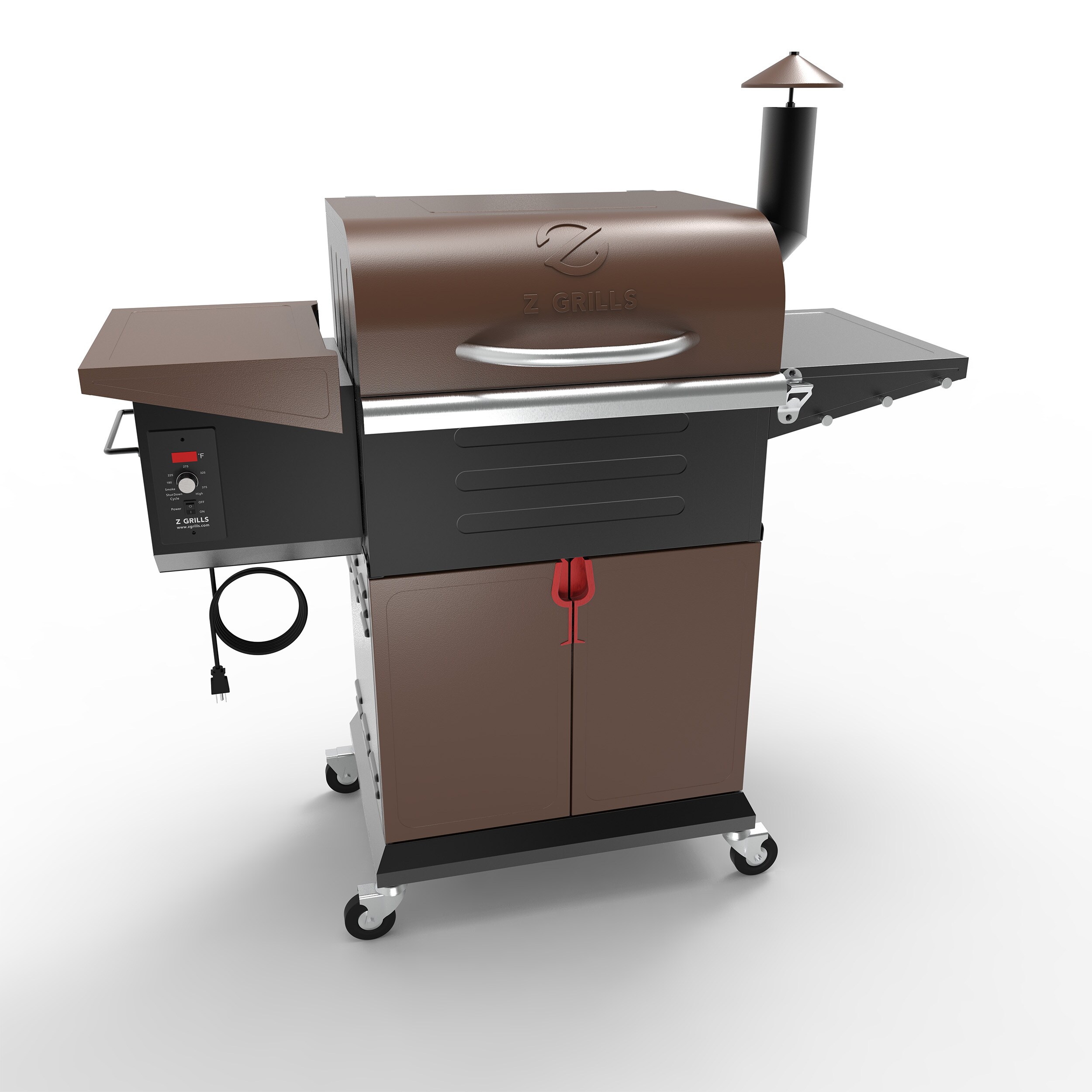 573 Sq In Z GRILLS ZPG-L600D 8 in 1 Wood Pellet Portable Steel Constructed Grill Smoker for Outdoor BBQ Cooking with Digital Temperature Control Bronze Bottom Storage Area 