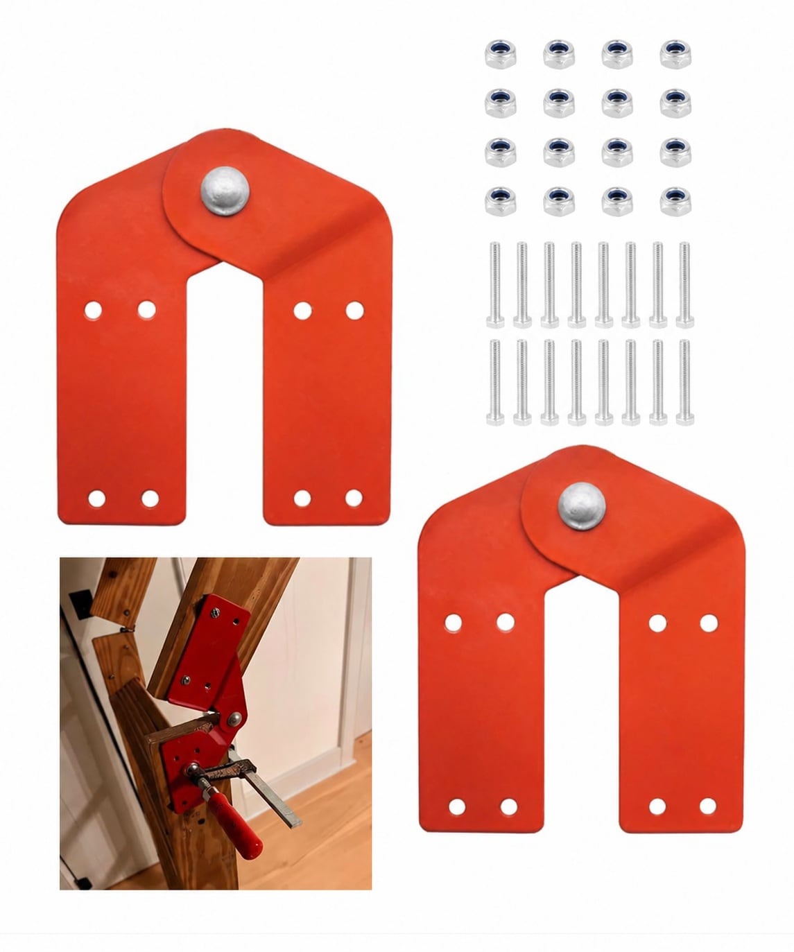 Lukvuzo  2 Pack Aluminum Step Ladder Hinge Replacement Kit Durable Galvanized Steel Hinges for Home Herringbone and Three Fold Ladders 4.7 in x 5.5 in